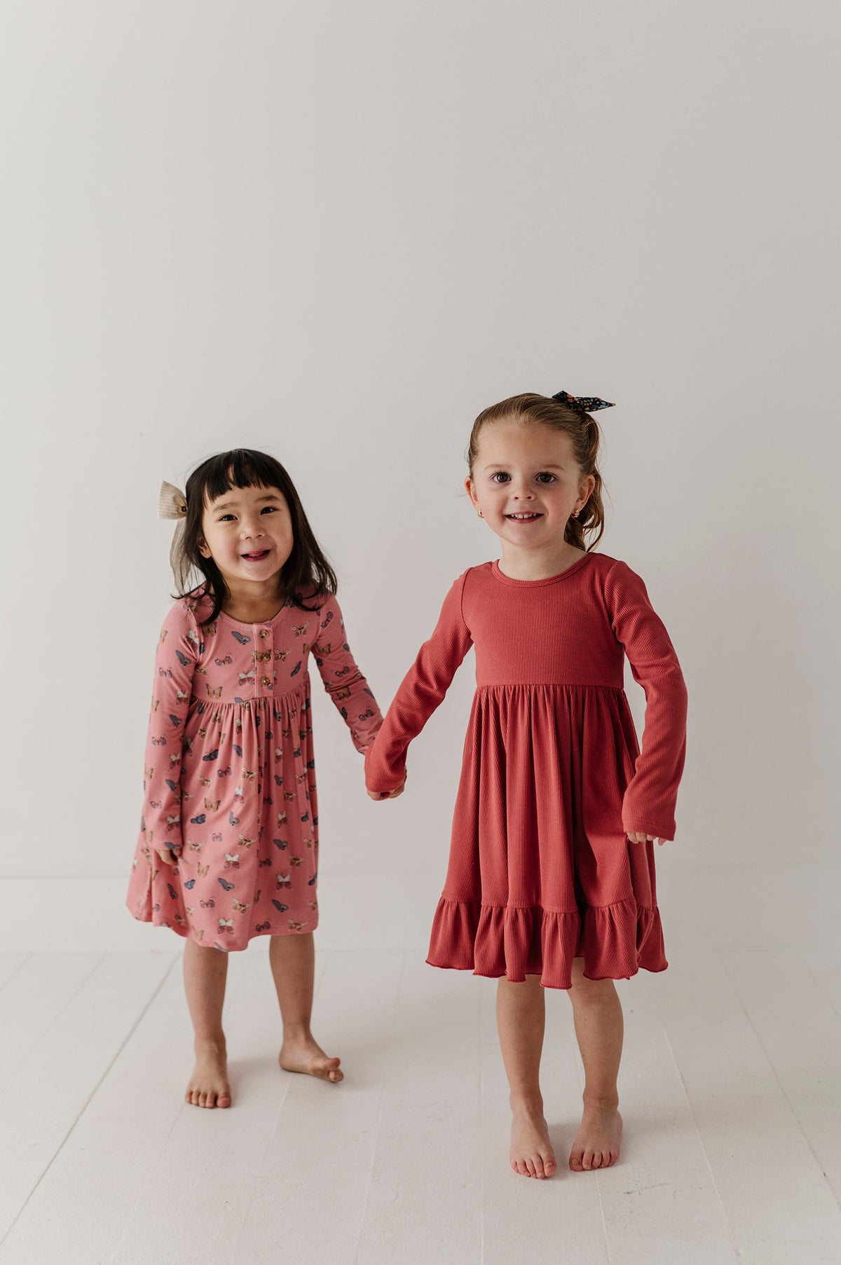 Girls Ribbed Ballet Dress In Dusty Cedar
