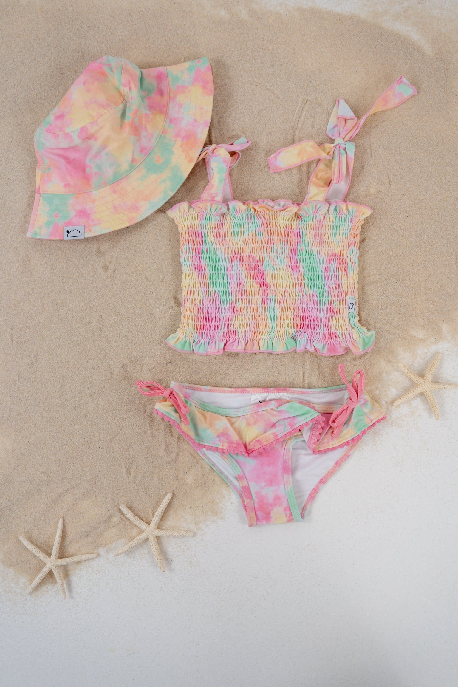 Rainbow Clouds Dream Smocked Tankini Two Piece Swim Suit