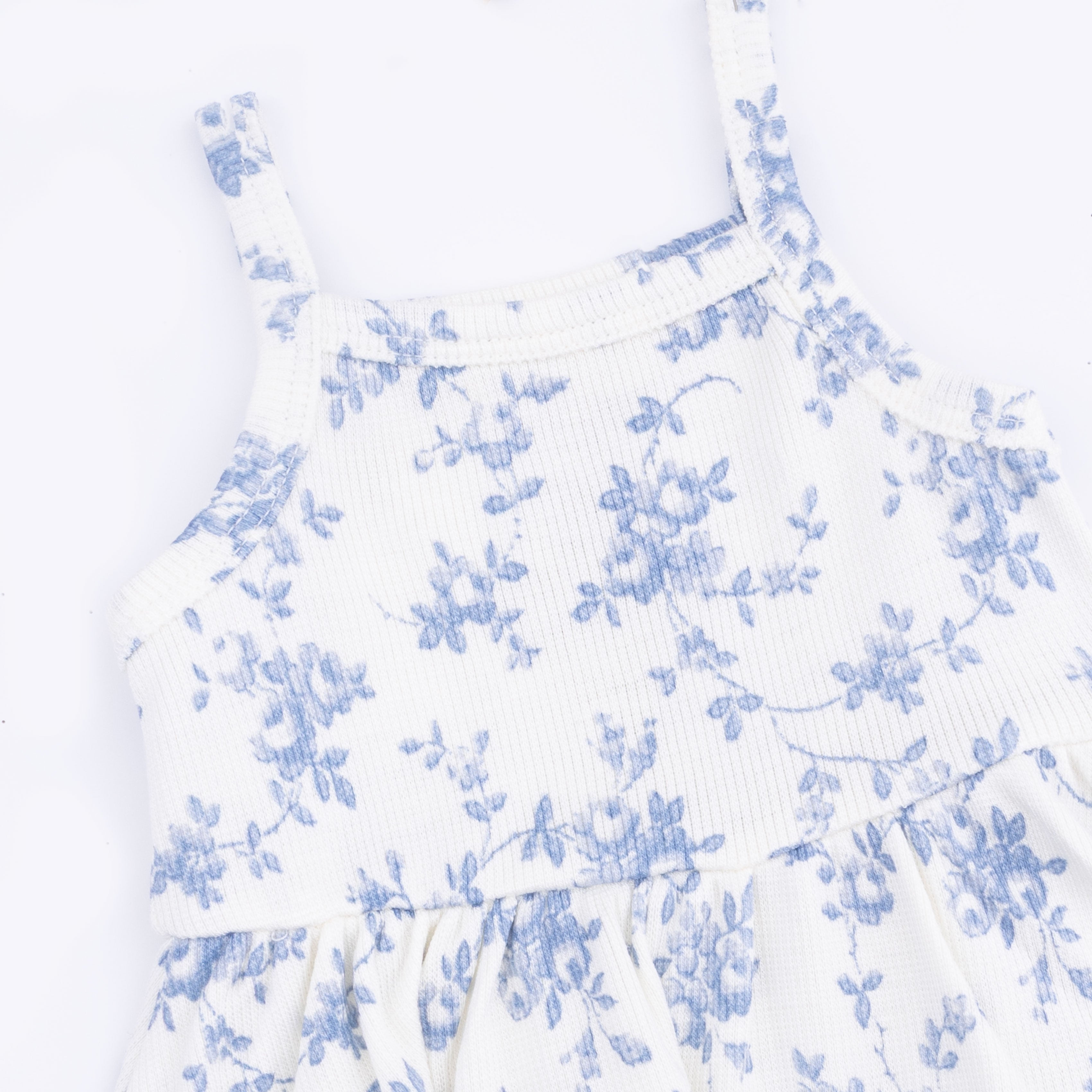 Baby Blue Vines Floral - Peplum Tank And Bike Short