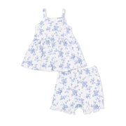 Baby Blue Vines Floral - Peplum Tank And Bike Short