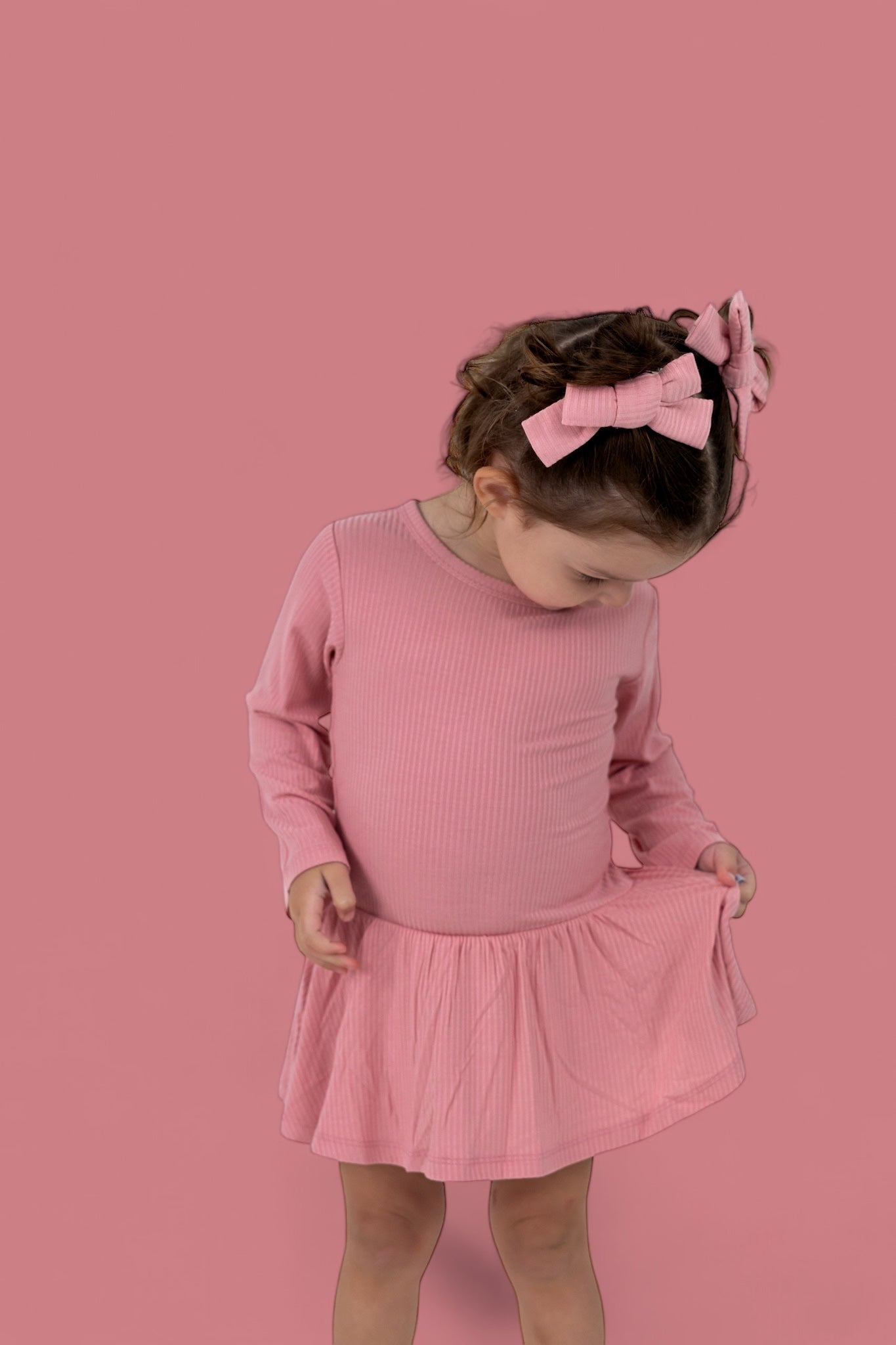 Mauve Rib Dream Bow Hair Clips