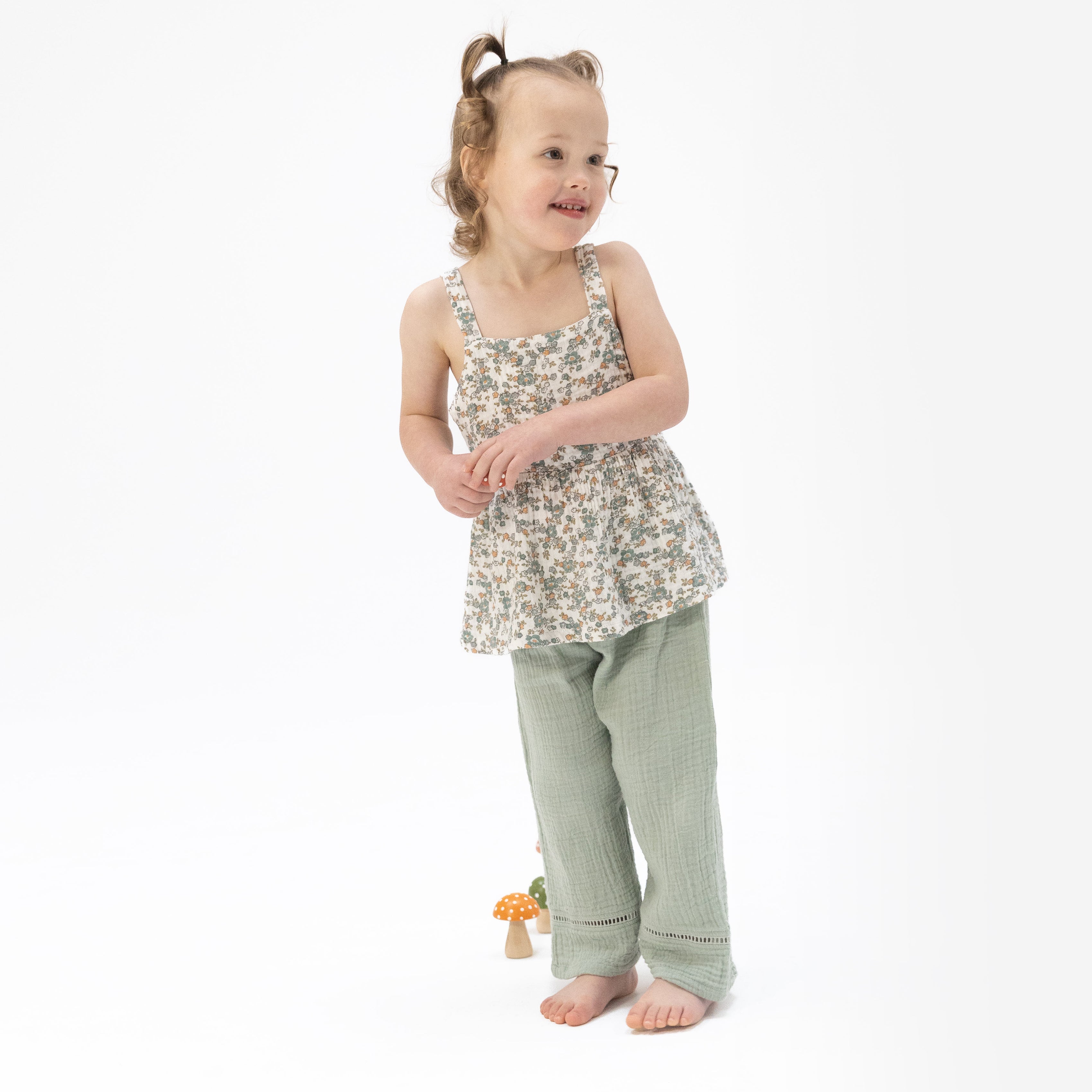 Camille Floral - Peplum Tank With Smocked Waist Pant