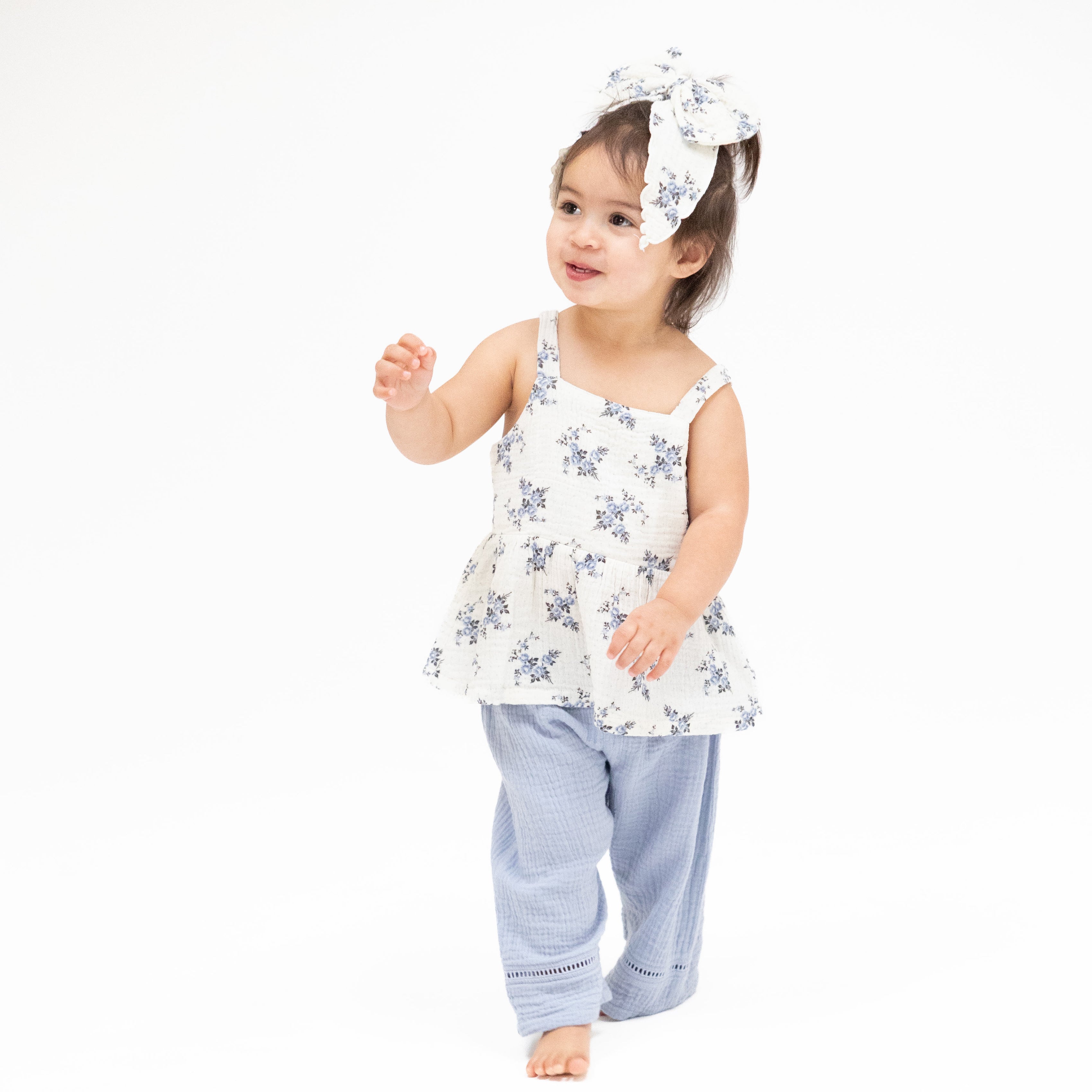 Belle Rosette Dot - Peplum Tank With Smocked Waist Pant