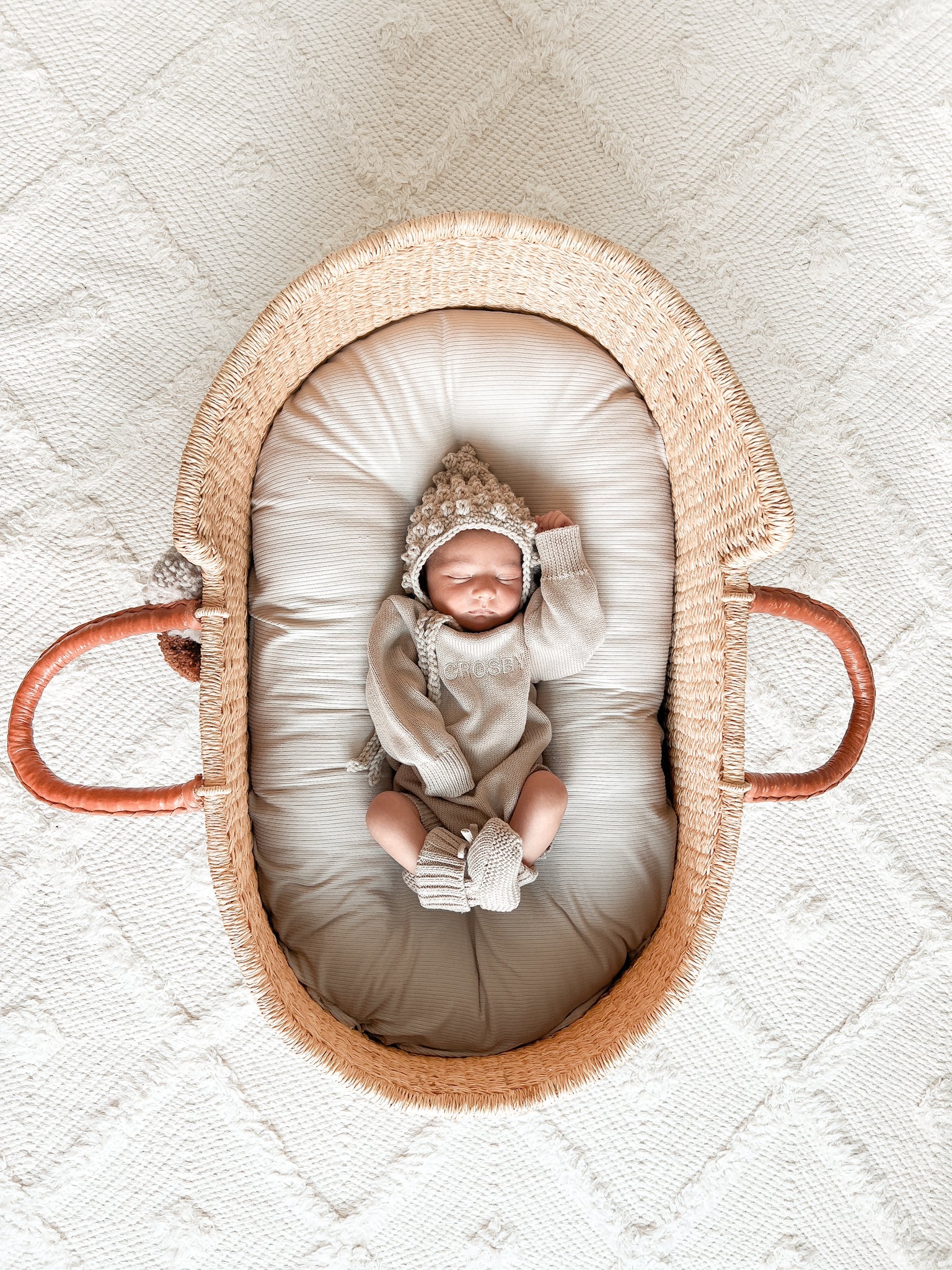 Oat Ribbed Baby Lounger Cover (Ships June 8)