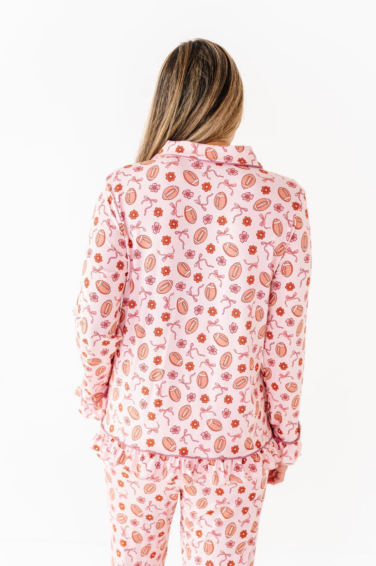 Friday Night Florals Ruffle Adult Button Up Set (est Ship Time 2-3 Weeks)