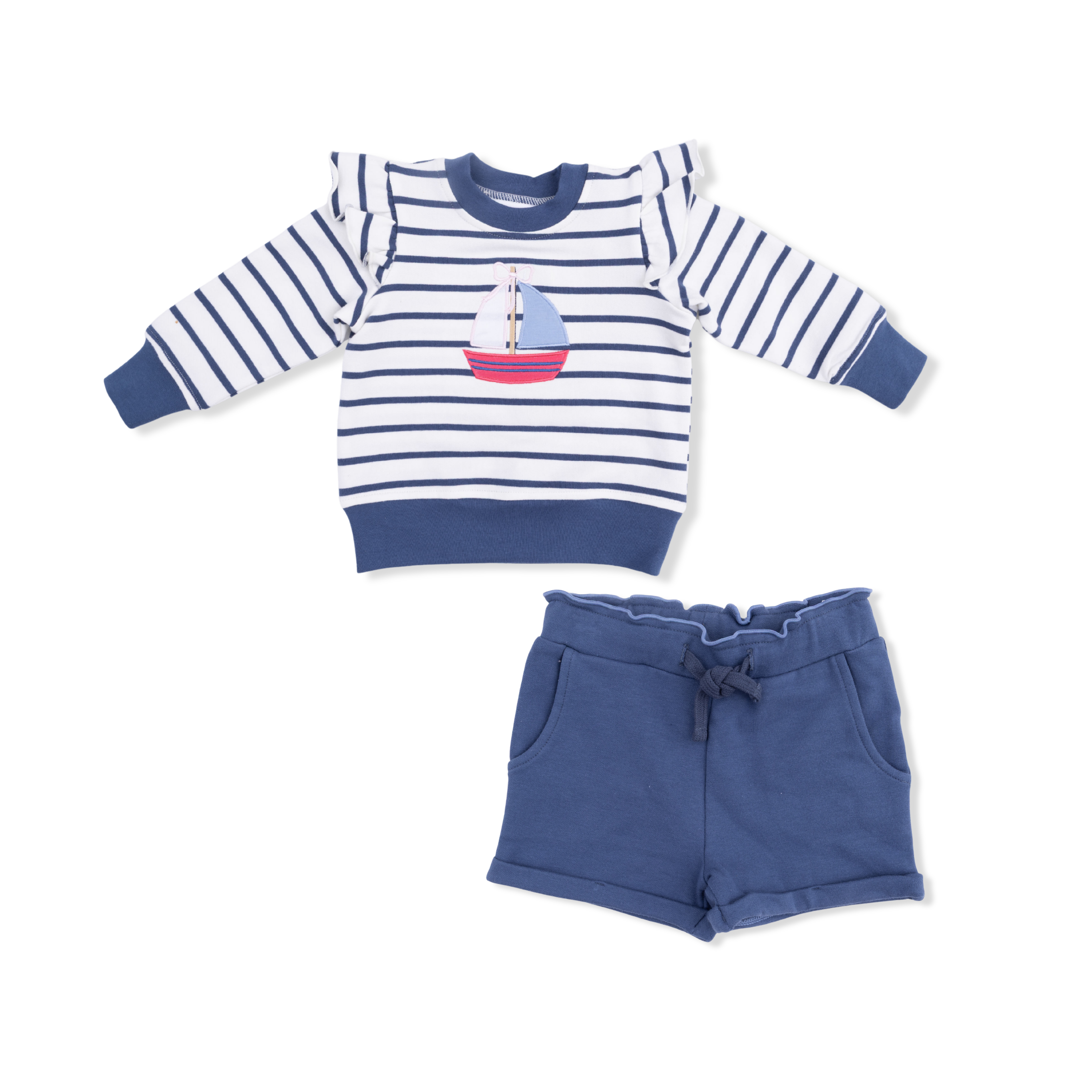 Bubbly Sailboat - Ruffle Sweatshirt & Paperbag Short
