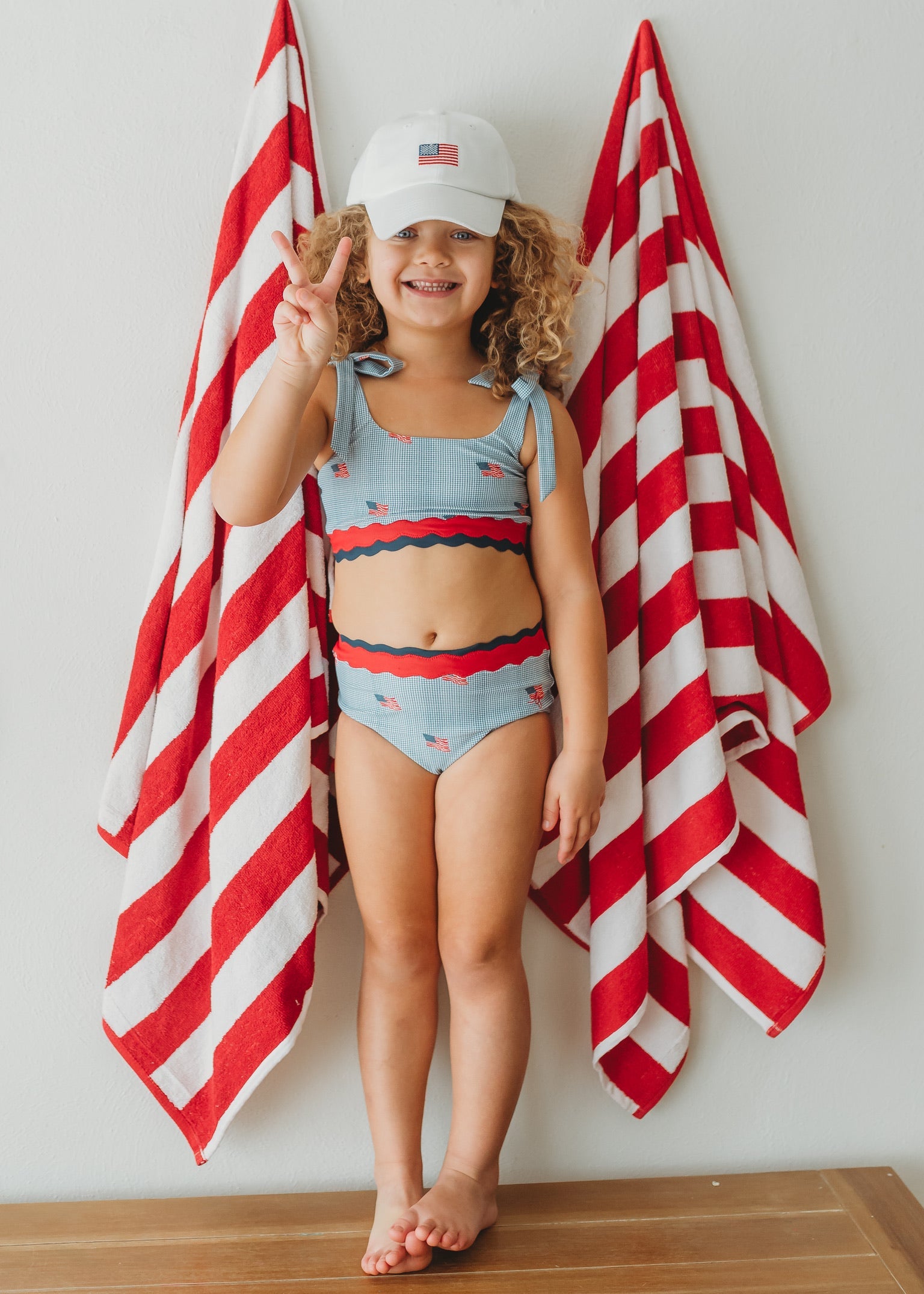 *preorder* Scalloped High Waisted Bikini - Heritage Flag