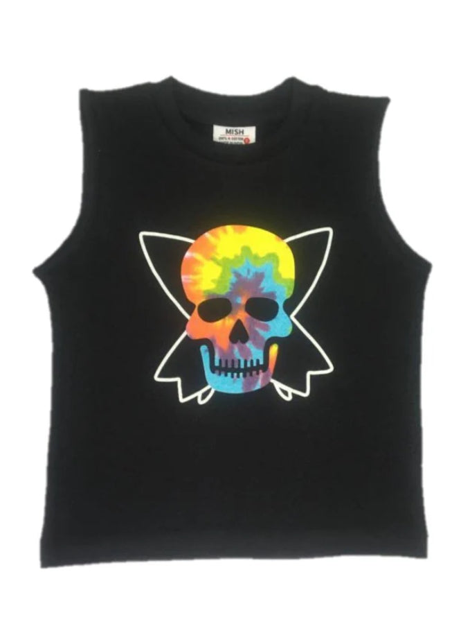 Kids Muscle Tee - Tie Dye Skull