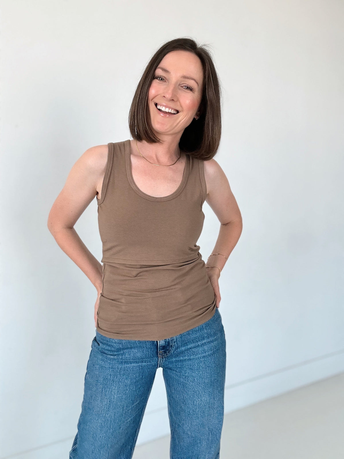 Everywhere Breastfeeding Tank Top - Americano Brown