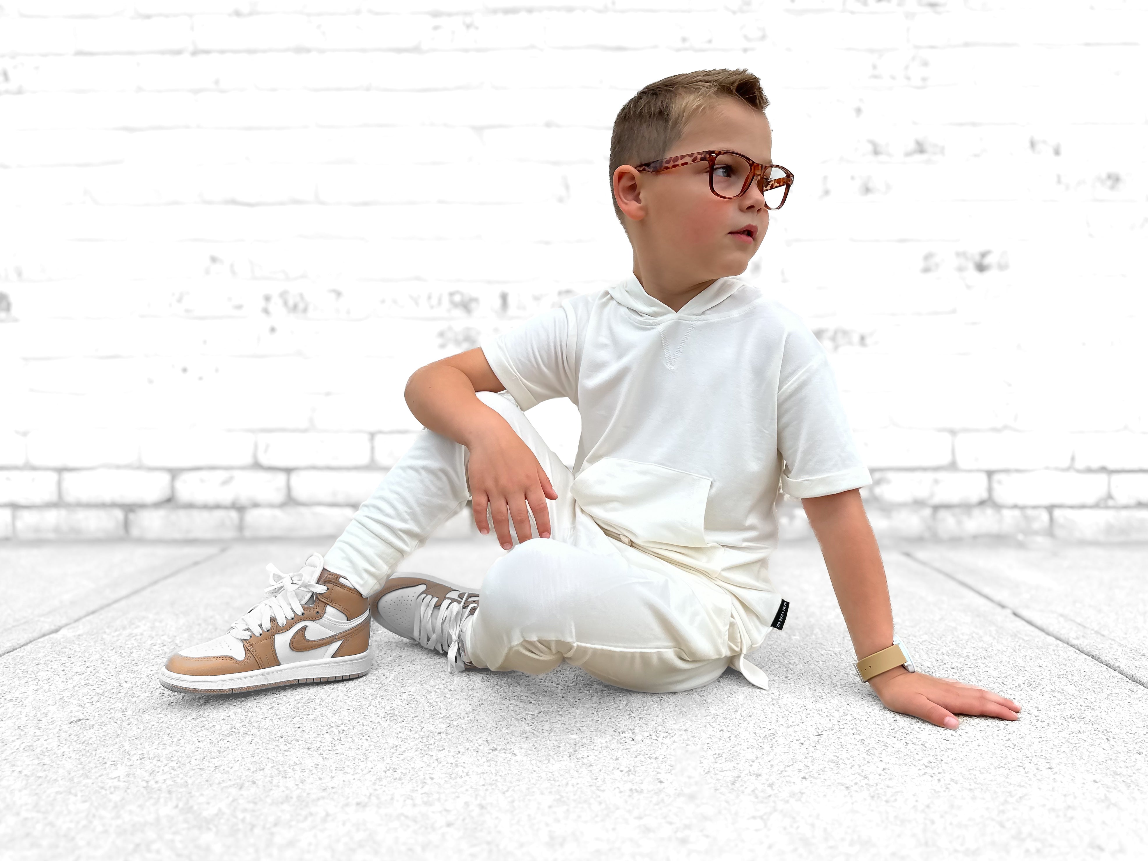 Bamboo Short Sleeve Hoodie - Coconut