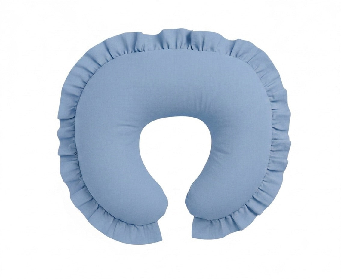 Blue Ruffle Nursing Pillow Cover