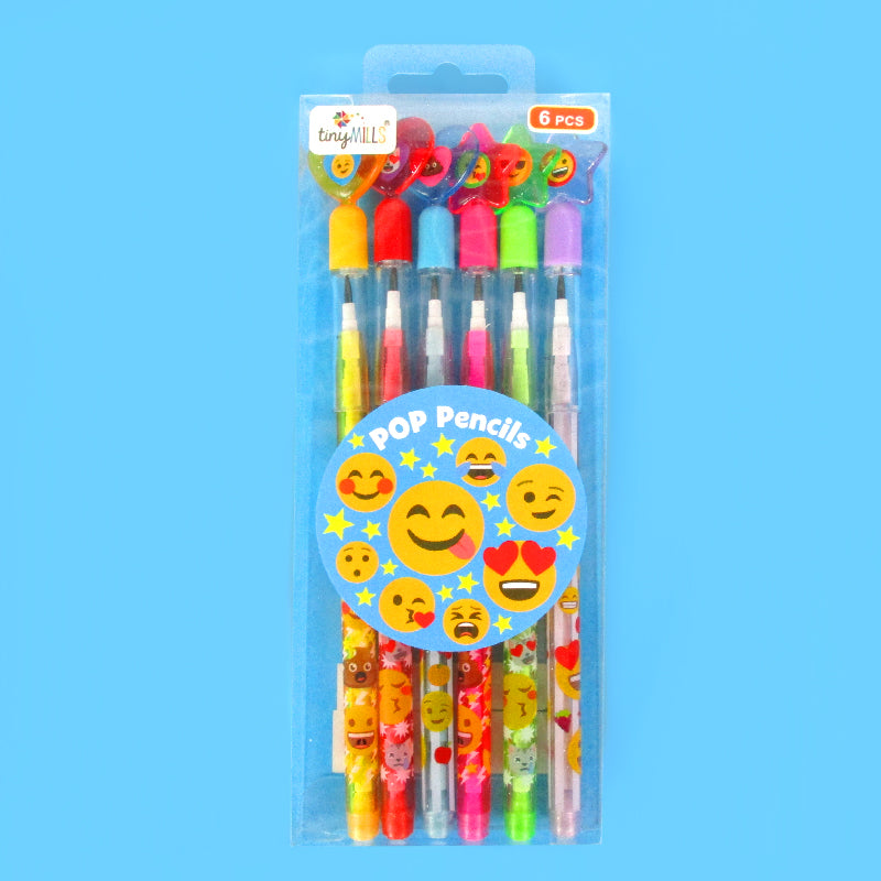 Emoji Stackable Point Pencils - Set Of 6