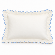 Embroidered Scallop Pillowcase - Light Blue