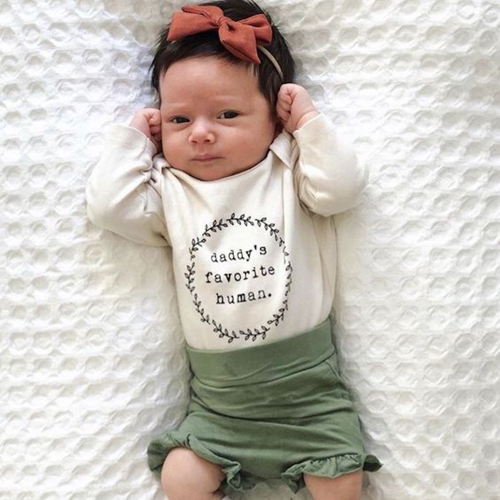 Daddy's Favorite Human - Long Sleeve Organic Cotton Bodysuit