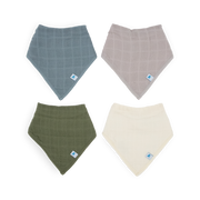Cotton Muslin + Fleece Bandana Bib 4 Pack - Sea
