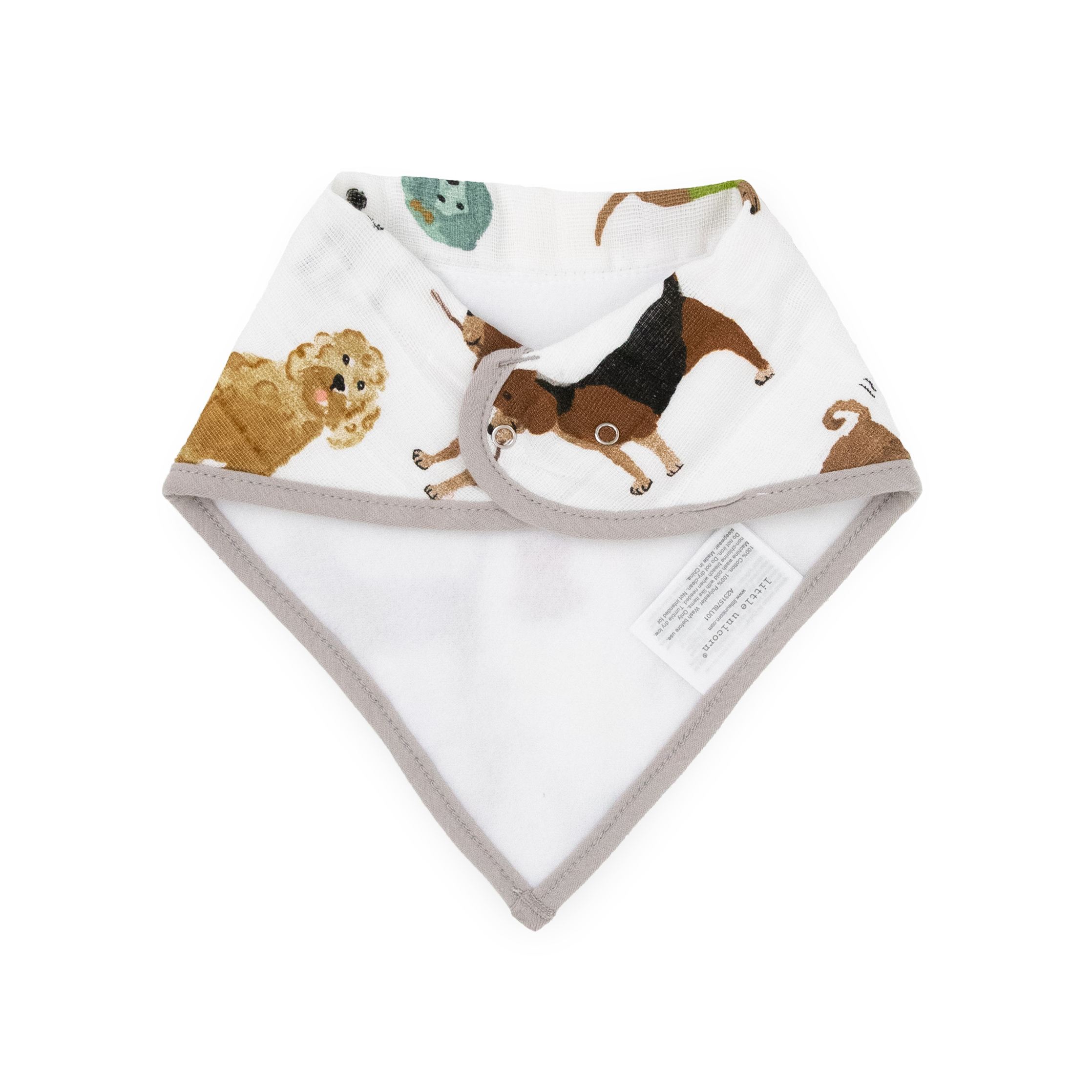 Cotton Muslin + Fleece Bandana Bib 4 Pack - Woof