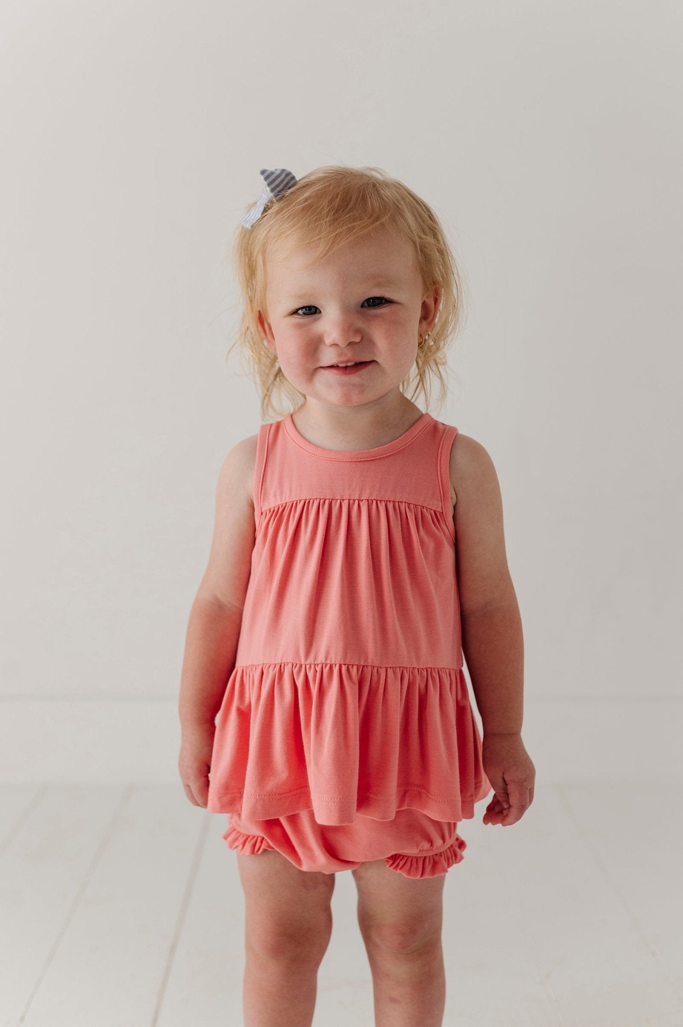 Baby Girl Double Peplum Tank & Bloomer Set In Strawberry Ice