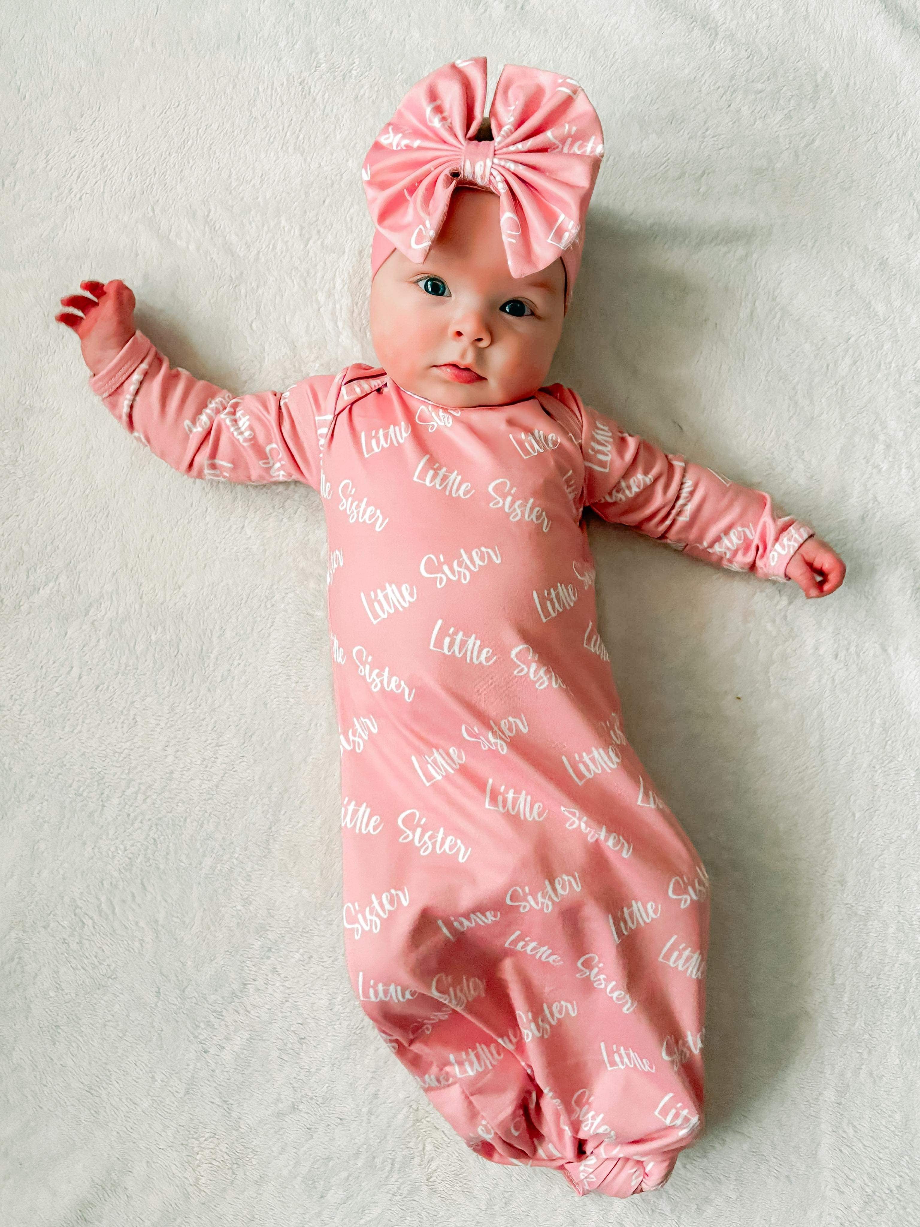Little Sister Knotted Gown And Headband Set