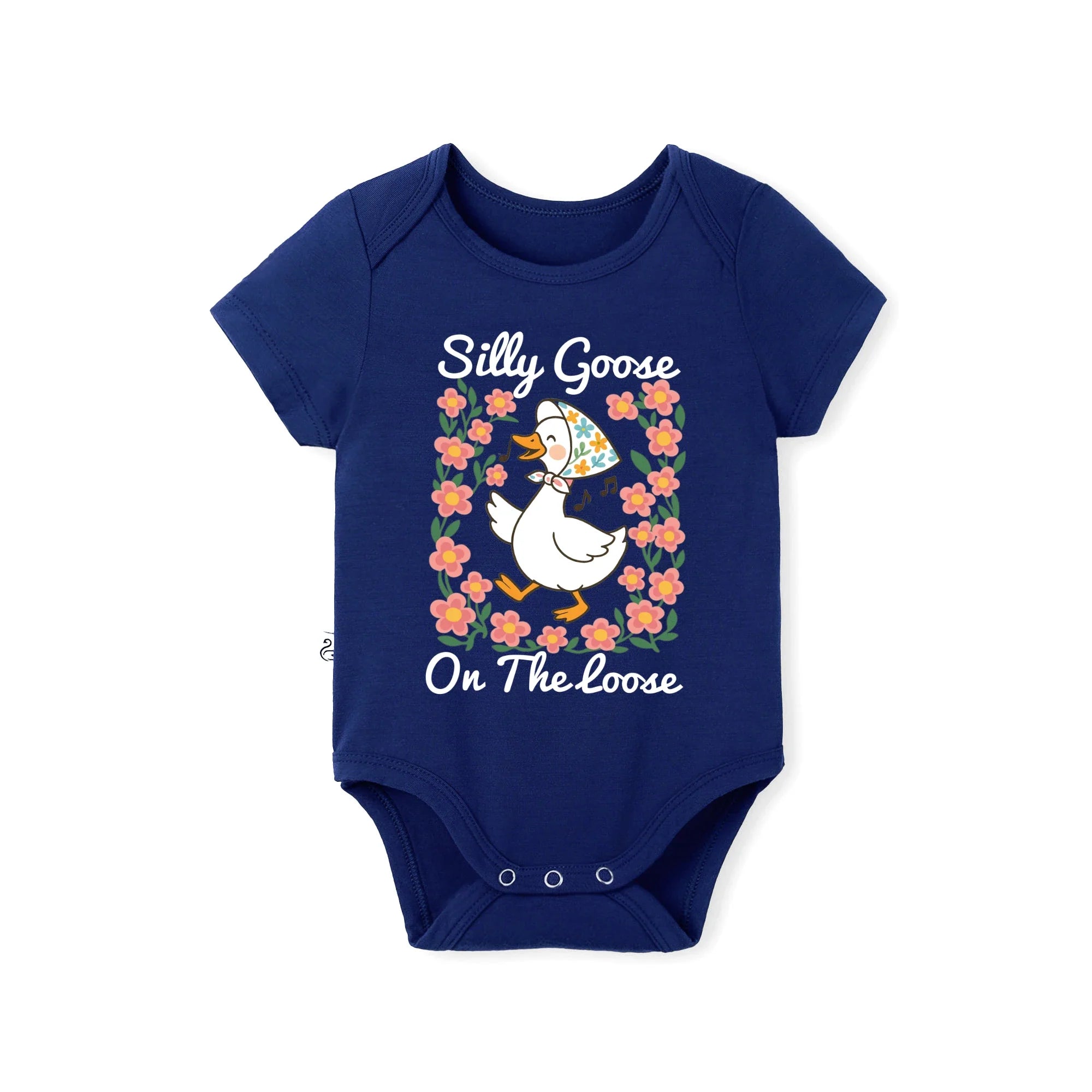 Floral 'silly Goose' Bamboo Bodysuit In Cute & Soft Baby Onesie