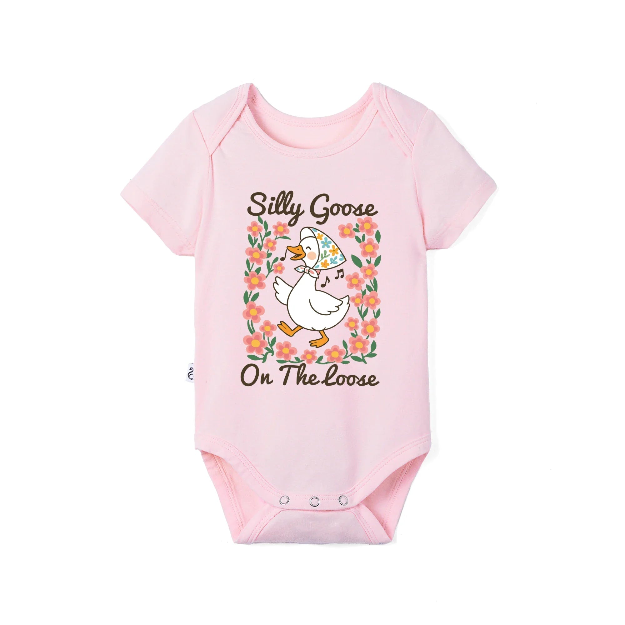 Floral 'silly Goose' Bamboo Bodysuit In Cute & Soft Baby Onesie