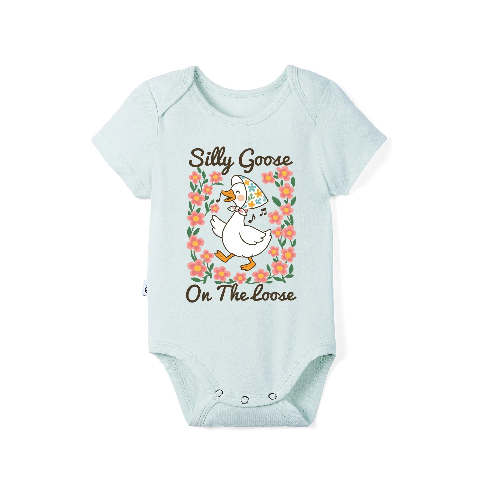 Floral 'silly Goose' Bamboo Bodysuit In Cute & Soft Baby Onesie