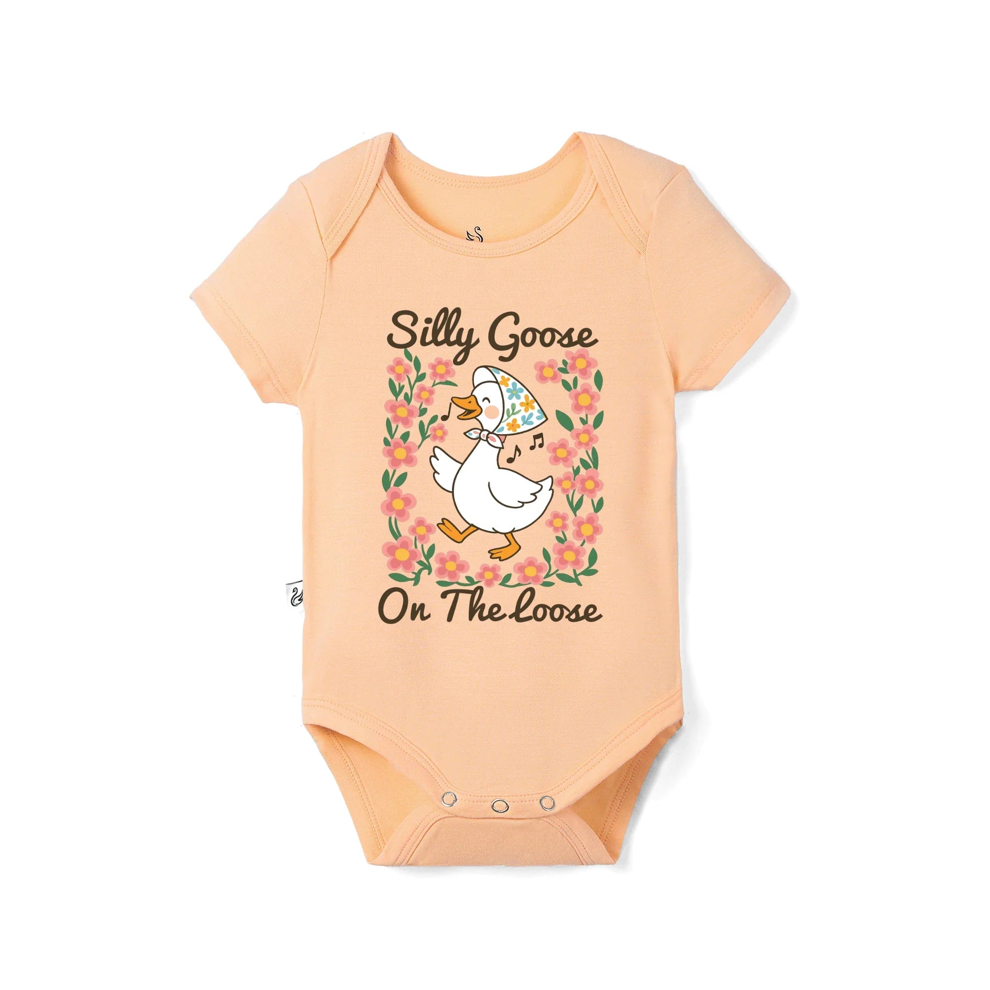 Floral 'silly Goose' Bamboo Bodysuit In Cute & Soft Baby Onesie