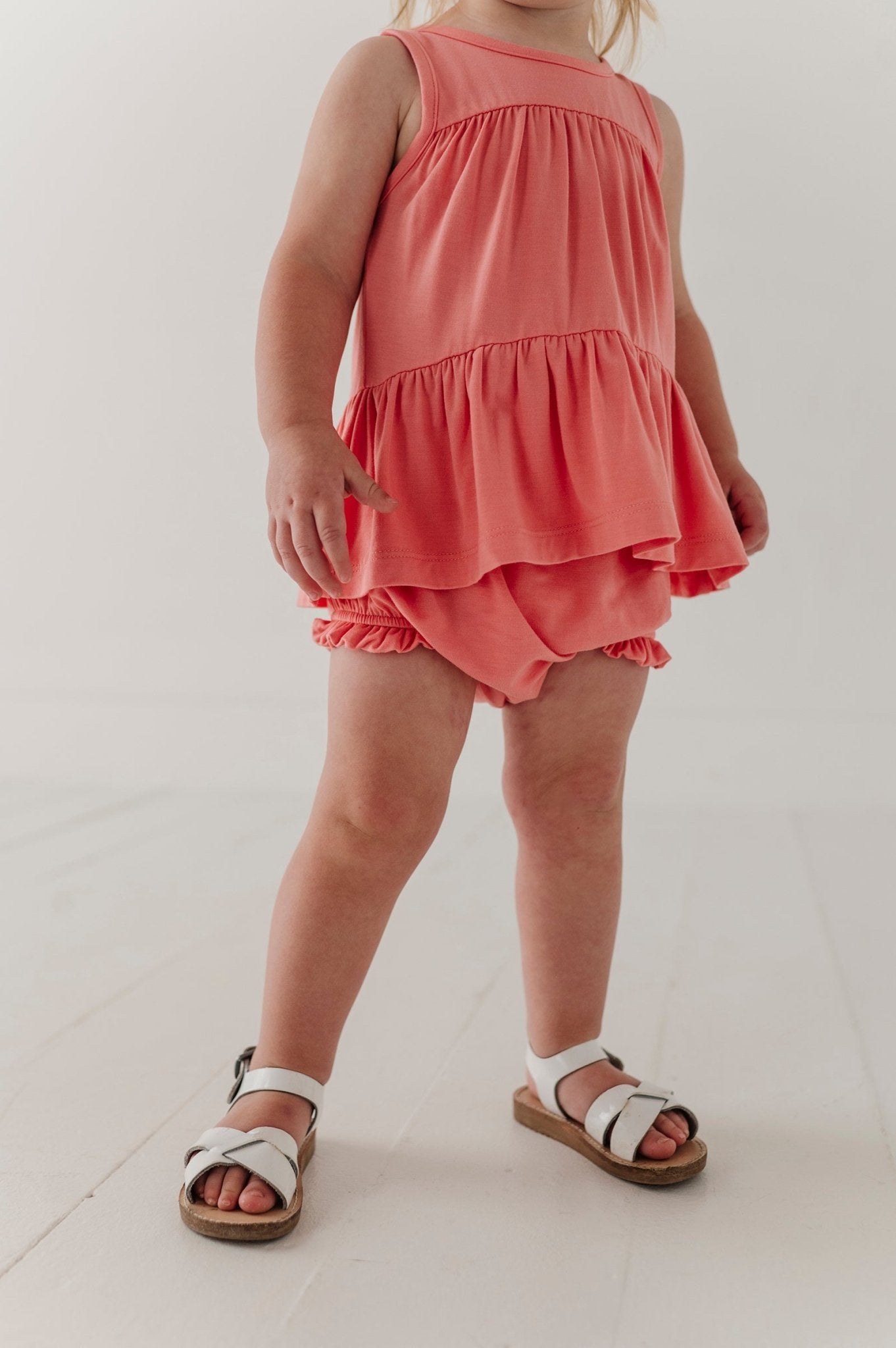 Baby Girl Double Peplum Tank & Bloomer Set In Strawberry Ice
