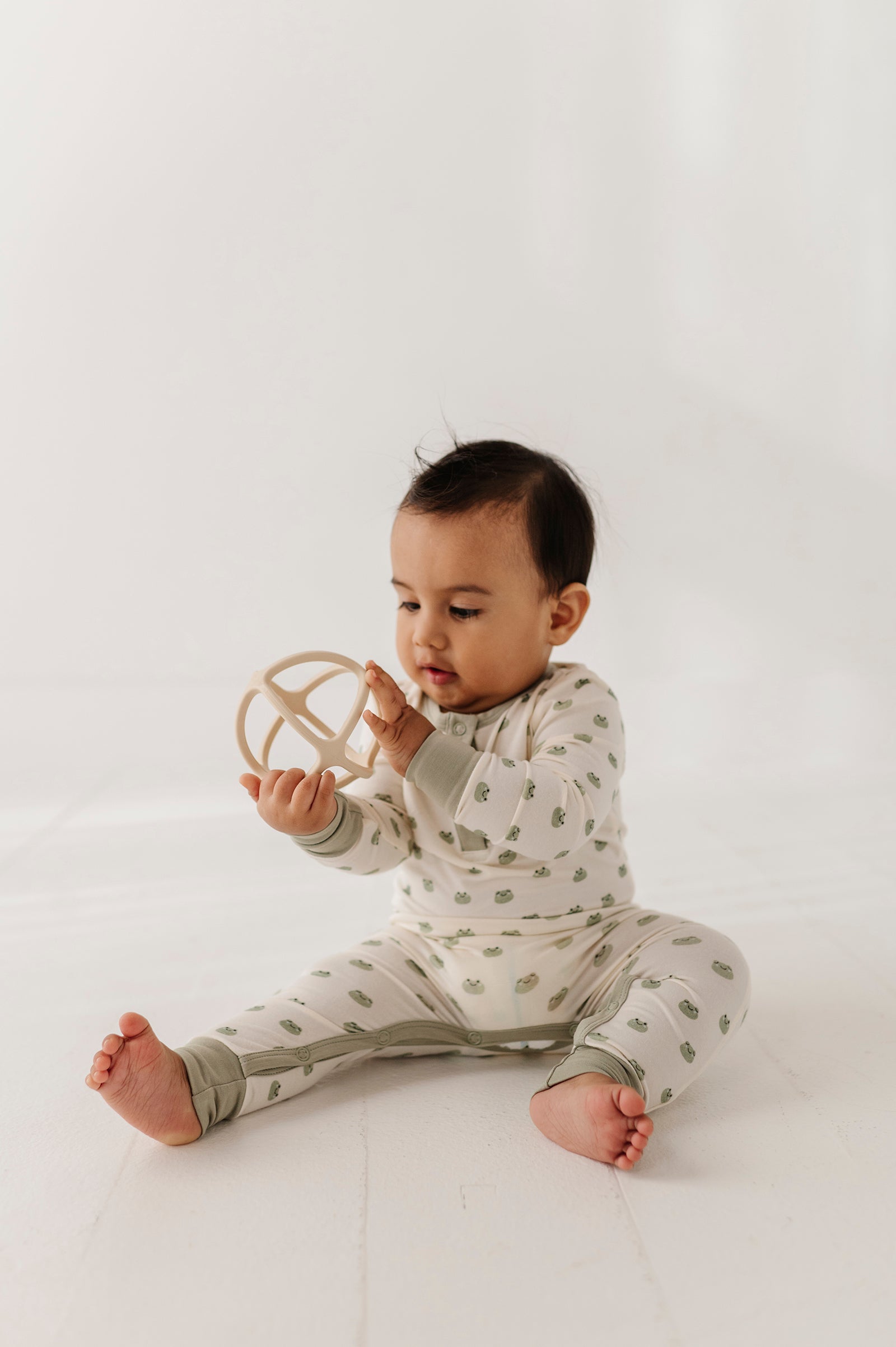 Baby Boy Snap Romper In Miniature Frogs