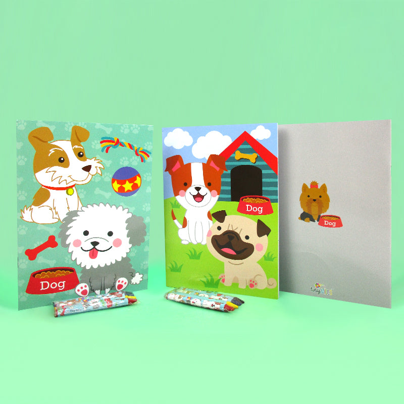 Dogs And Puppies Coloring Books With Crayons - Set Of 6 Or 12
