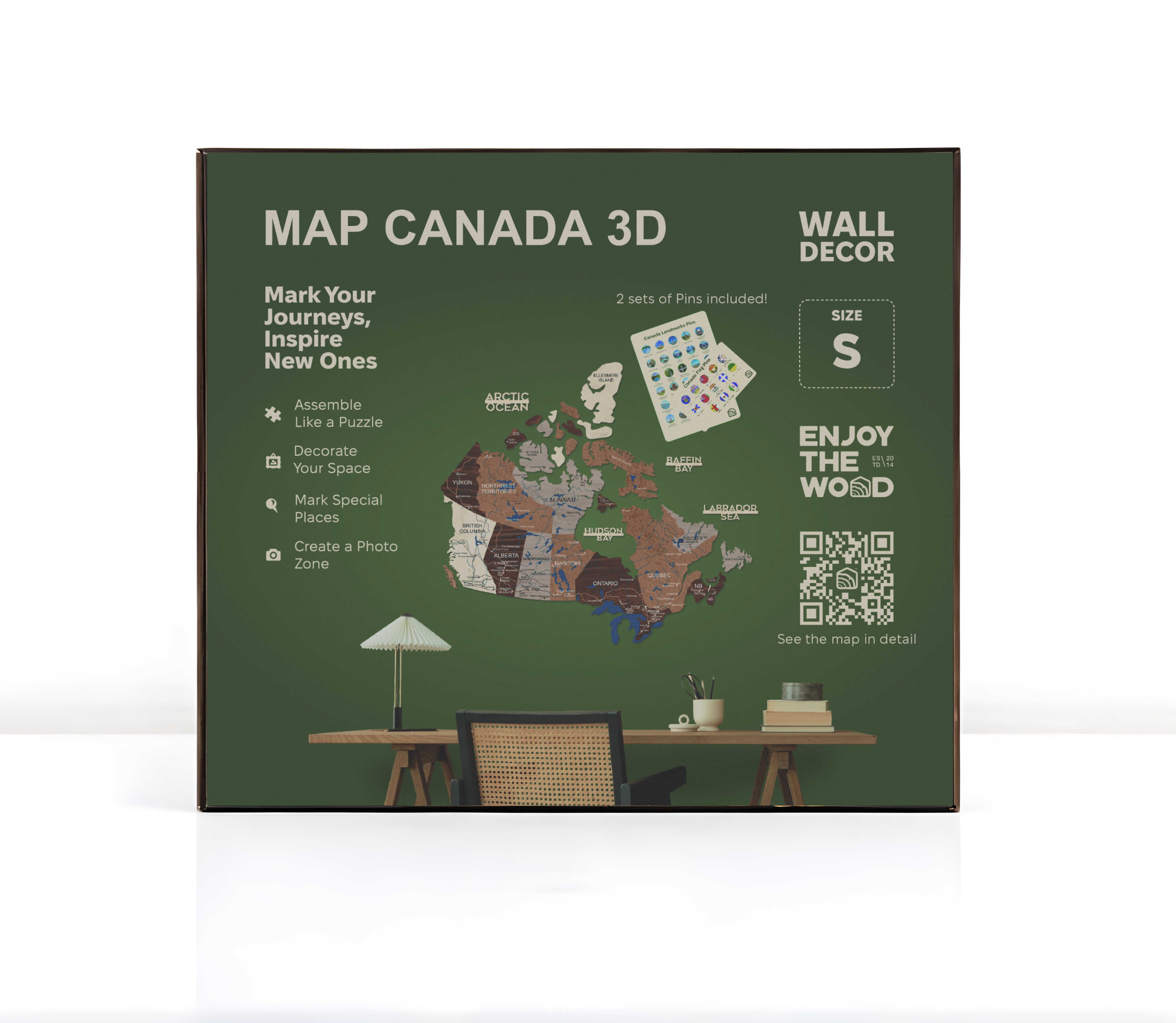 3d Canada Wooden Map Multicolor