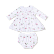Long Sleeve Peter Pan Collar Dress And Bloomer