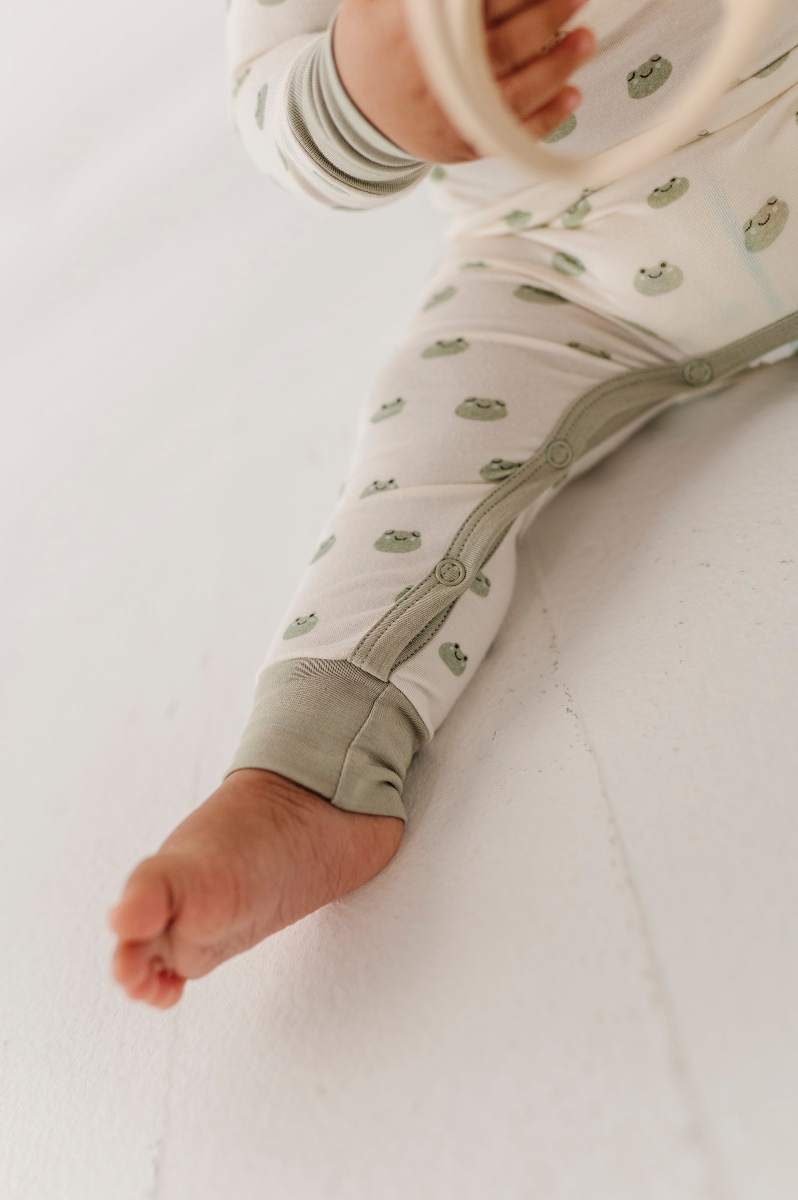 Baby Boy Snap Romper In Miniature Frogs