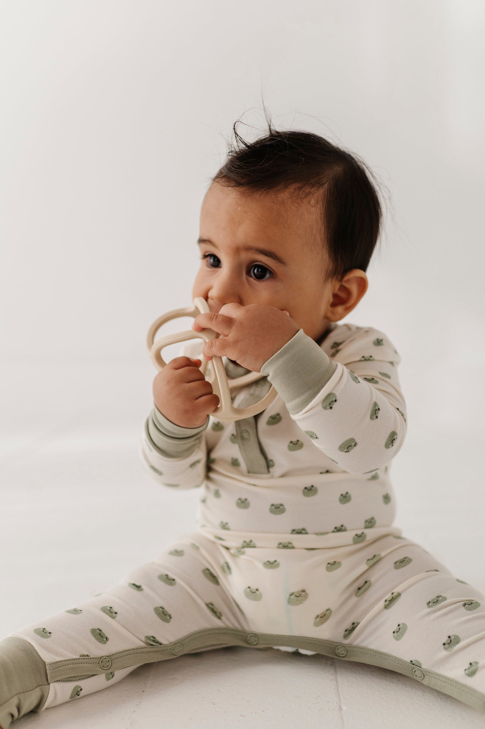 Baby Boy Snap Romper In Miniature Frogs