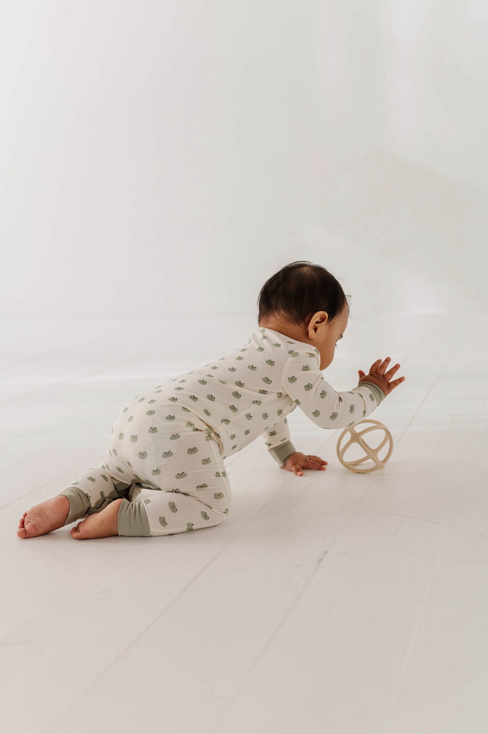 Baby Boy Snap Romper In Miniature Frogs