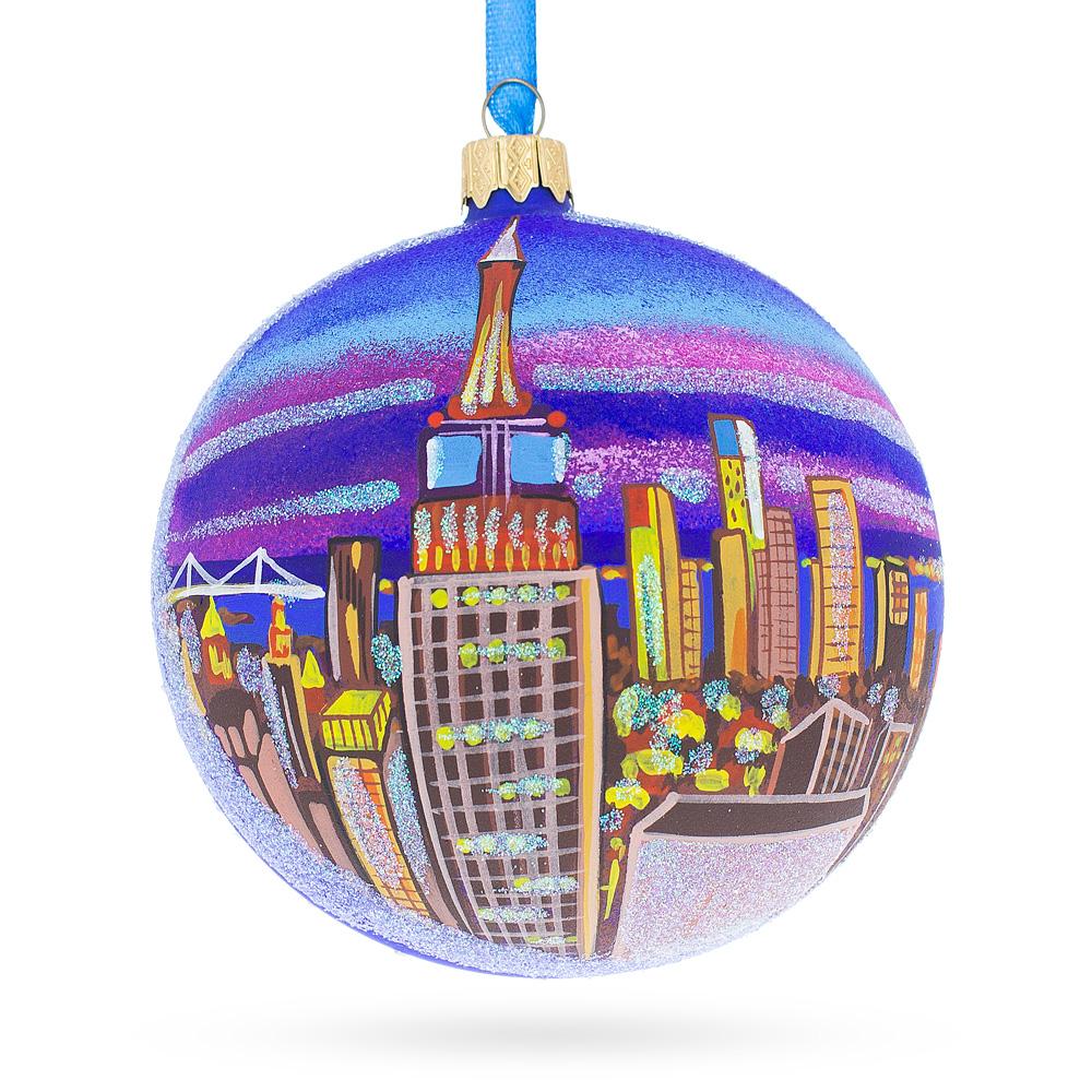 New York City Glass Ball Christmas Ornament 4 Inches