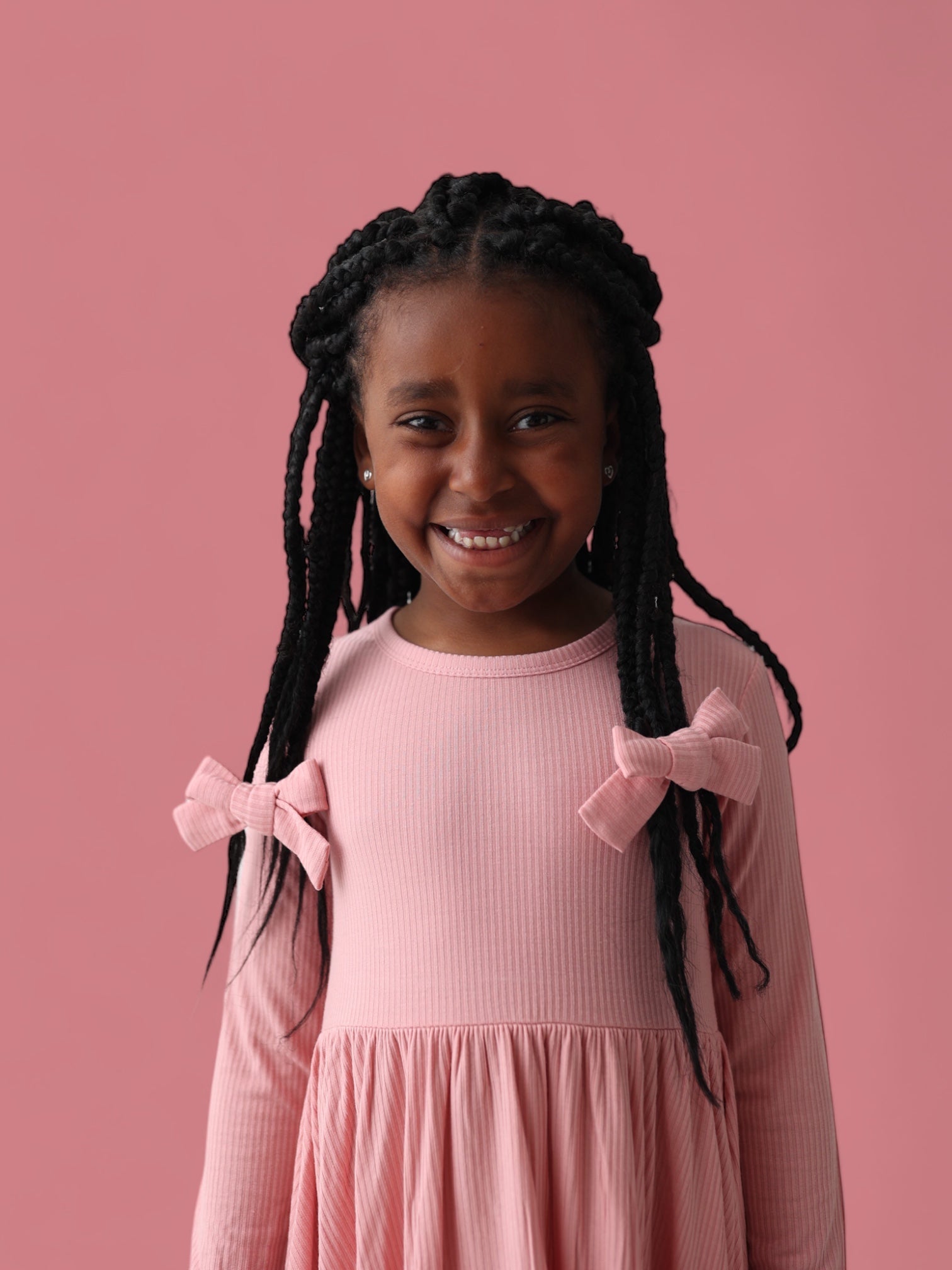 Mauve Rib Dream Bow Hair Clips