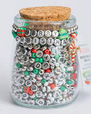 Merry Christmas Candy Cane Metallic Silver Letter Diy Bead Jar