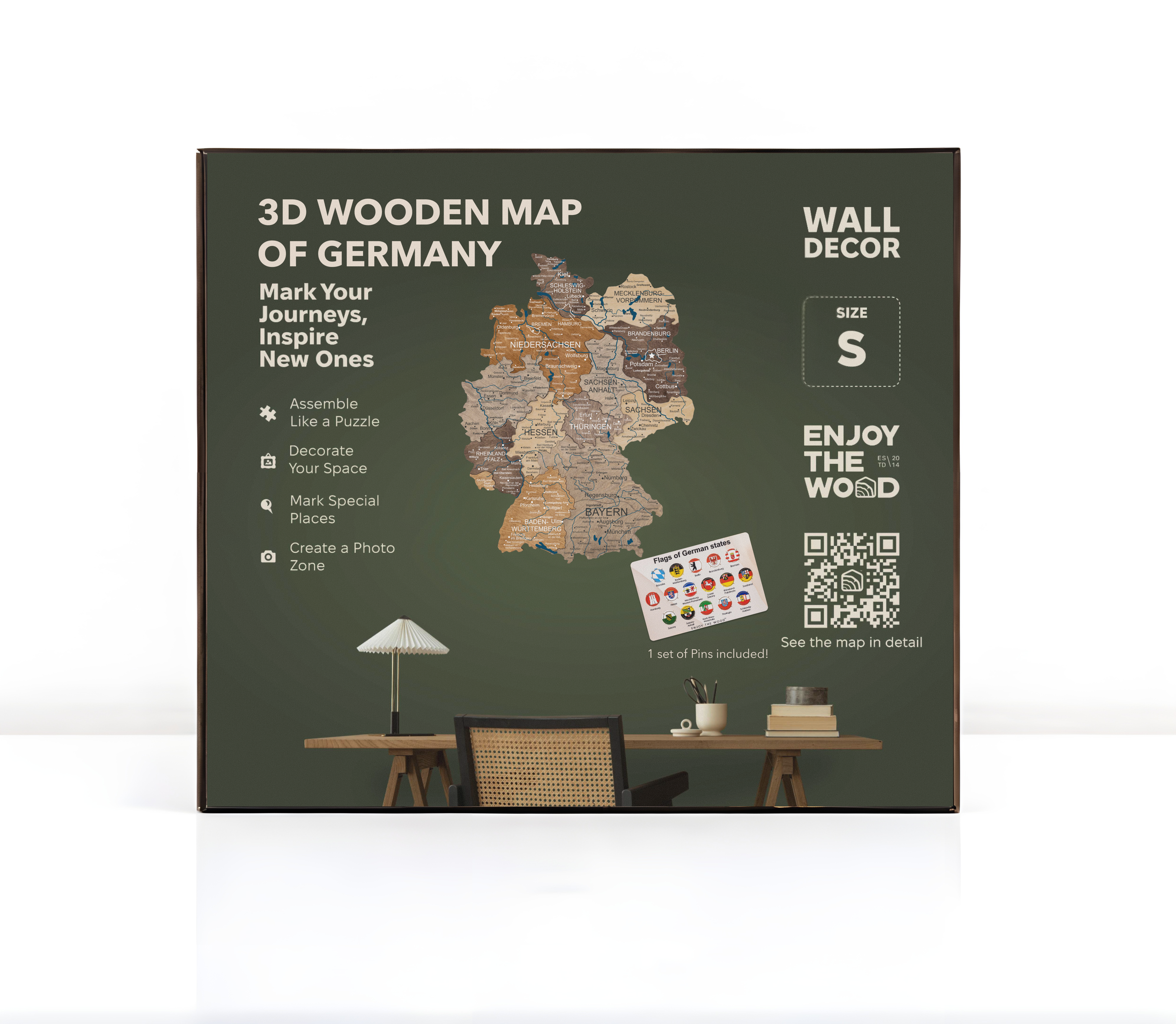3d Germany Wooden Map Multicolor