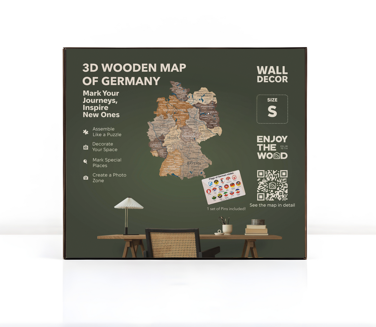 3d Germany Wooden Map Multicolor