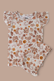 Flowers And Boots Dream Ruffle Short Set