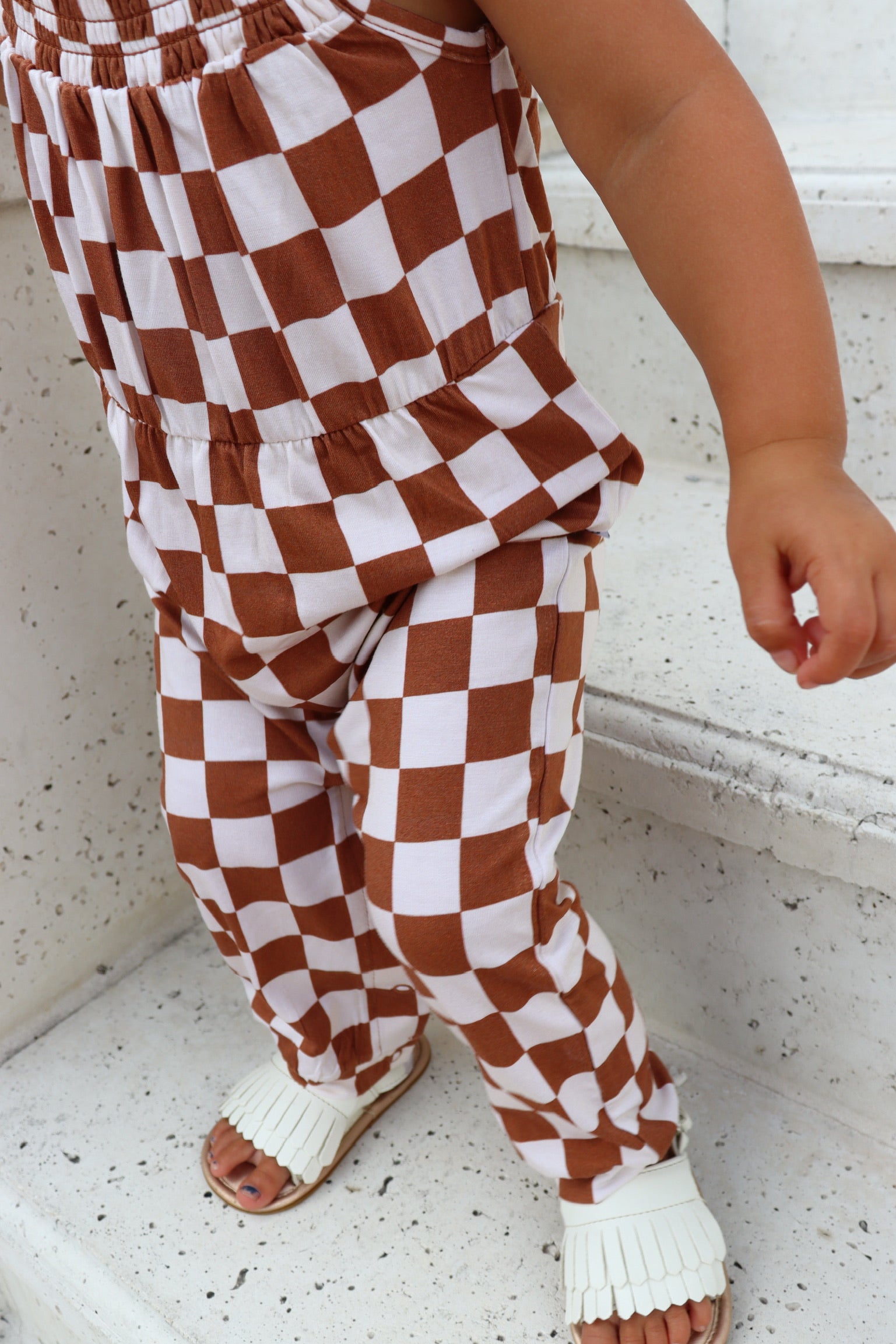 Copper Checkers Dream Smocked Jumpsuit