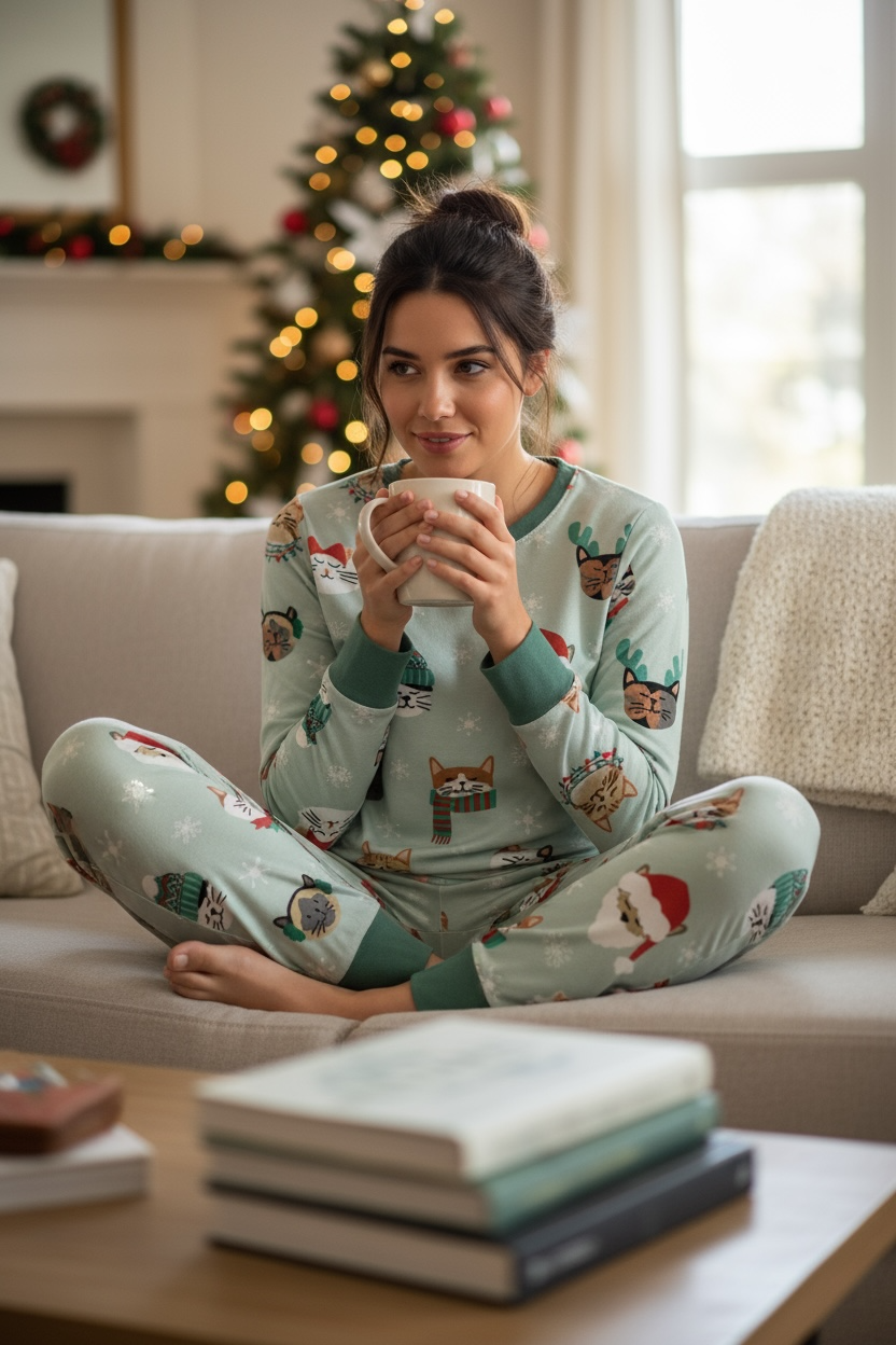Purr The Halls (women's Long Sleeve Pj)