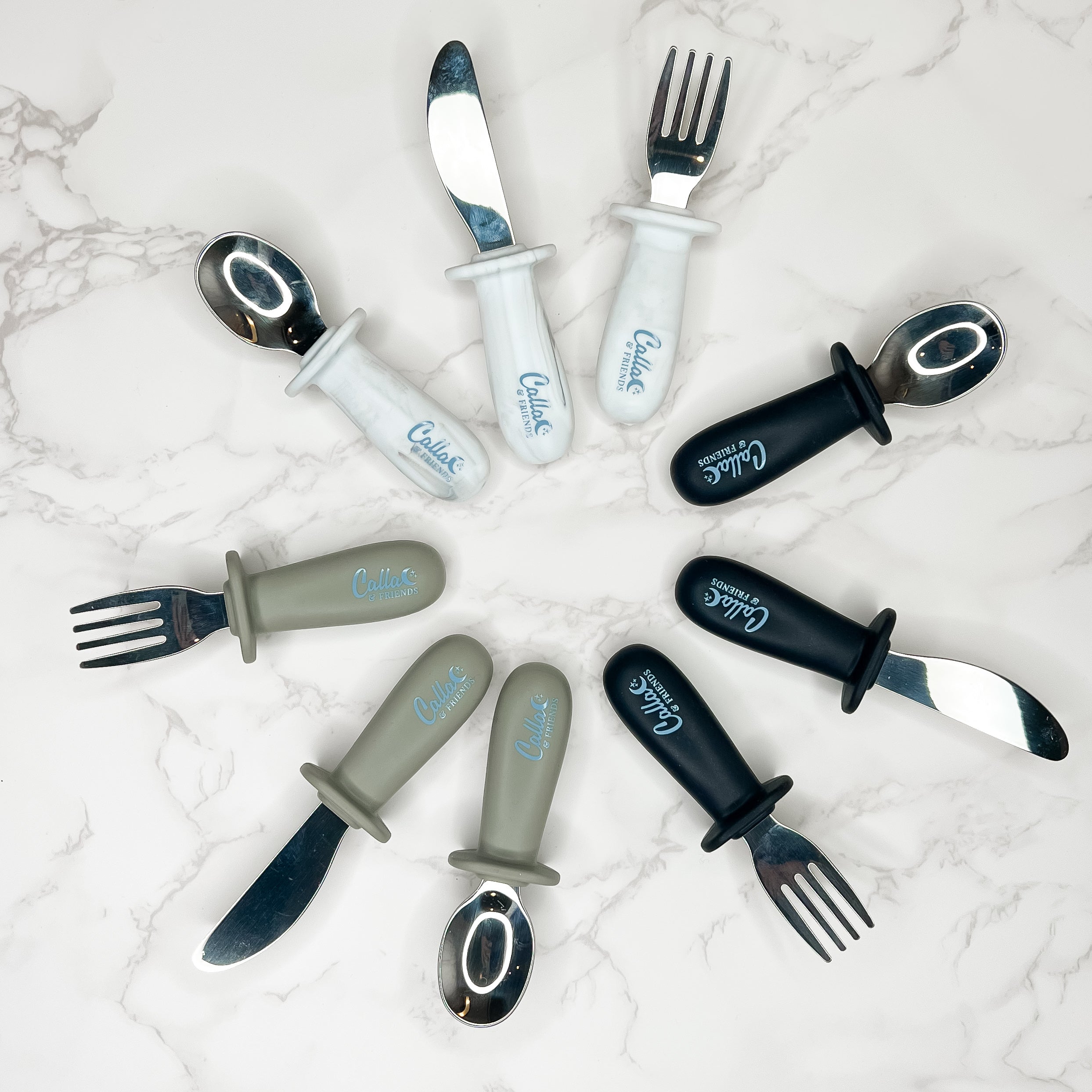 Blackout Collection Silicone & Stainless Steel Toddler Utensil Set