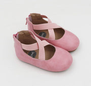 Zipper Ballet Distressed Pink Smooth Leather