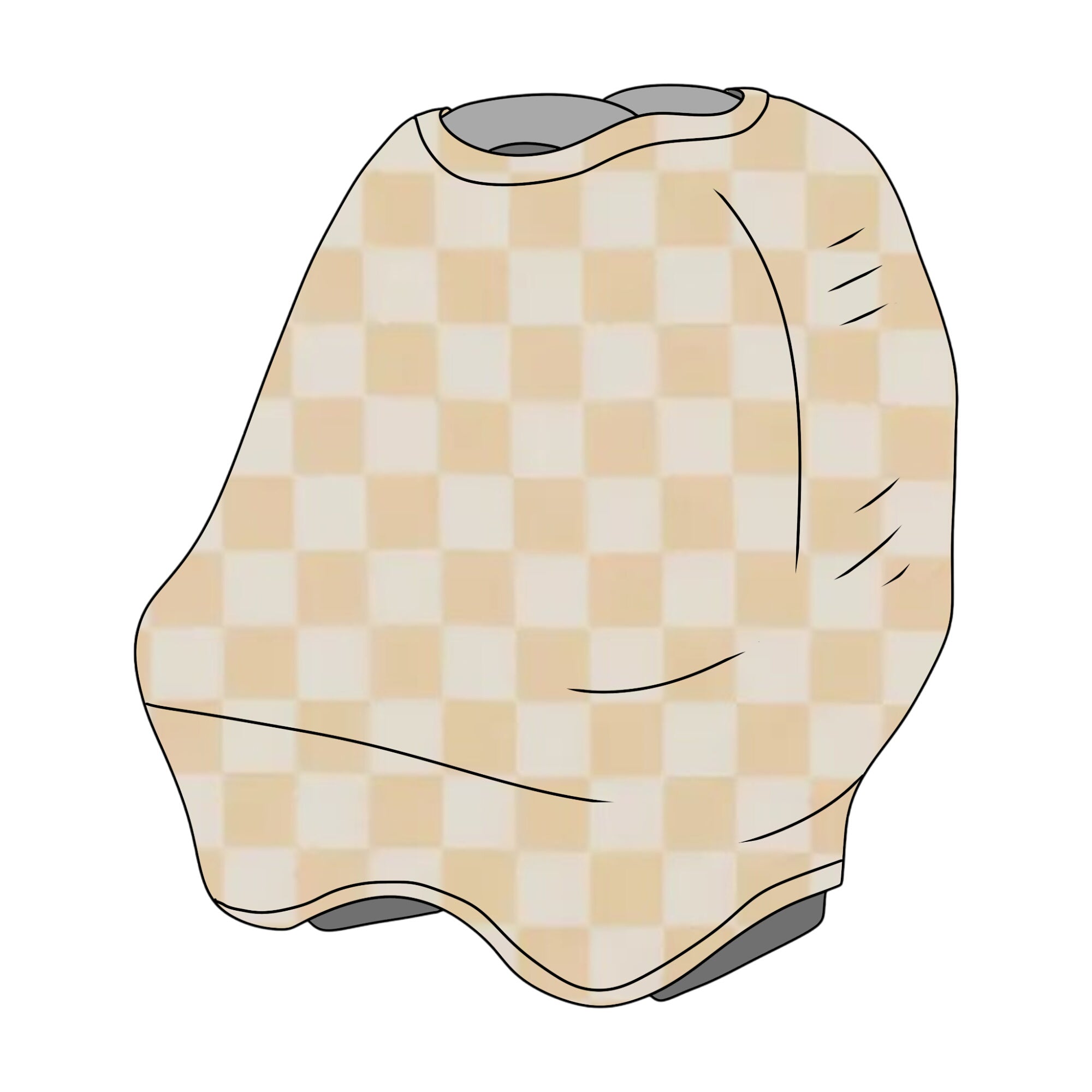 Natural Creme & White Checkered Carseat Cover
