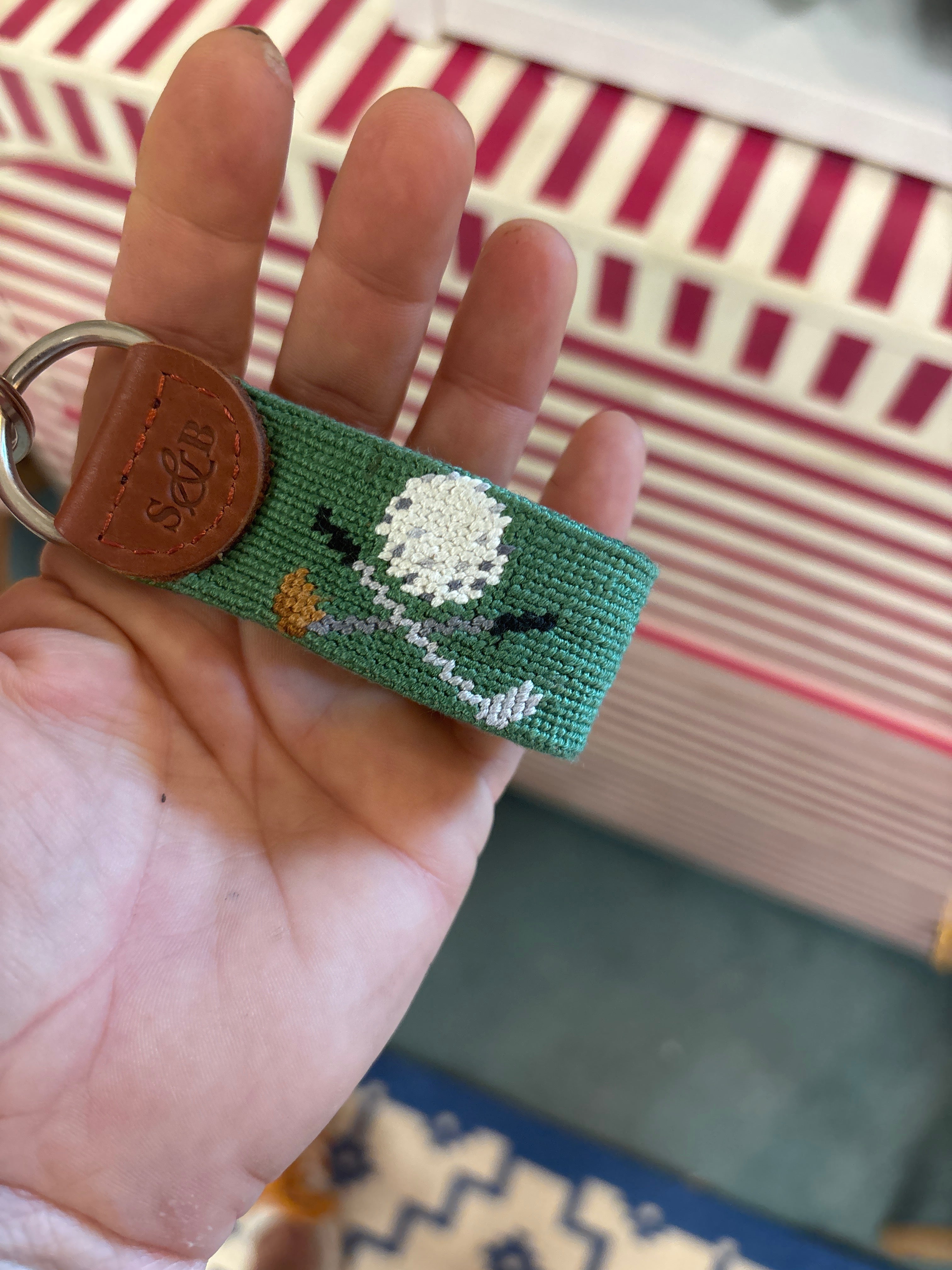 Crossed Clubs Key Fob - Sage Green