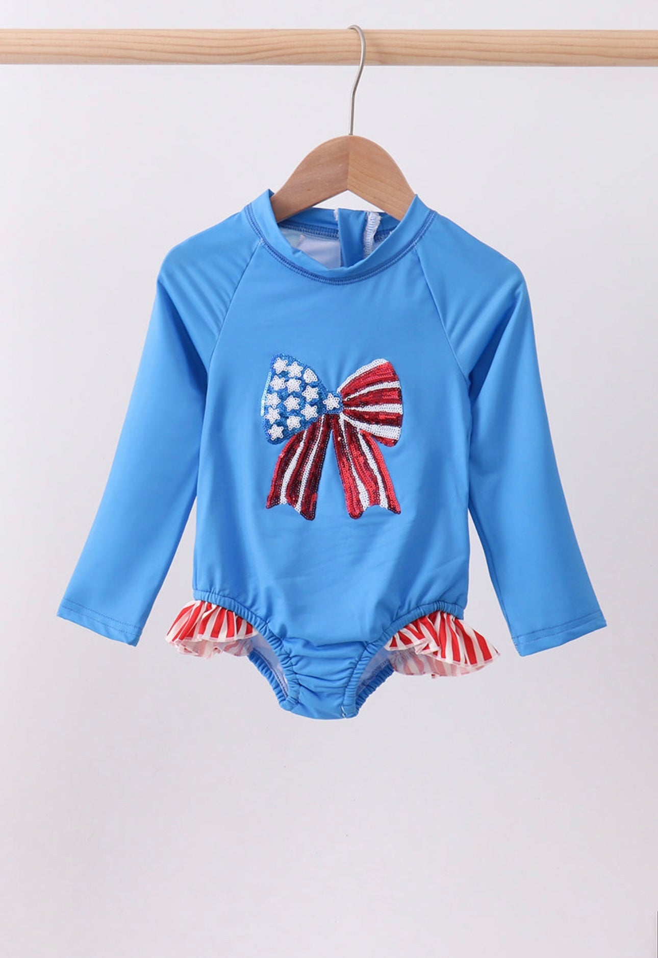 Sequin Bow Rash Guard Swimsuit