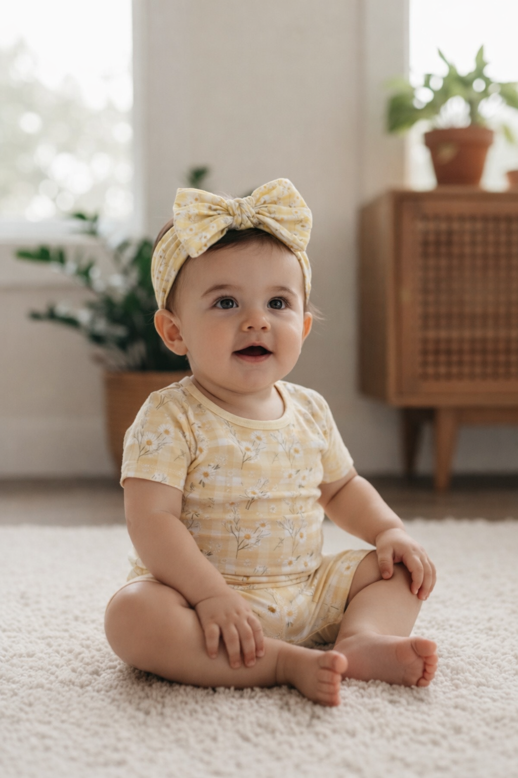 Yellow Daisy Bamboo 2- Piece Short Set