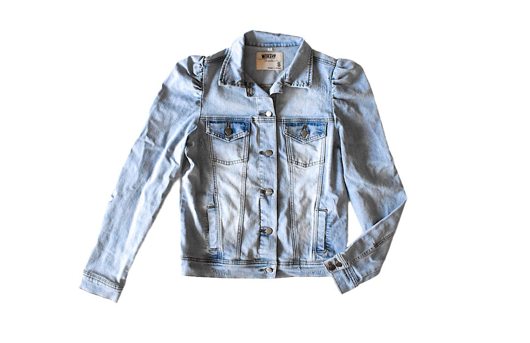 Kids Puff Sleeve Denim Jacket