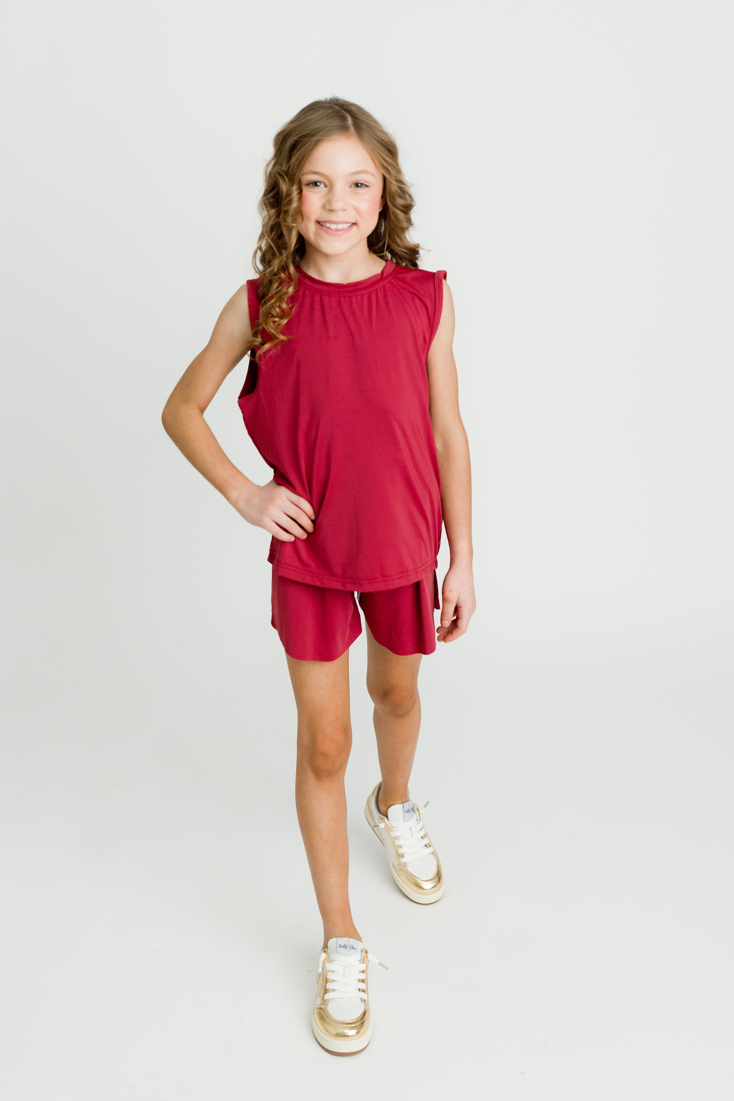 Kids' Maroon High-low Tank
